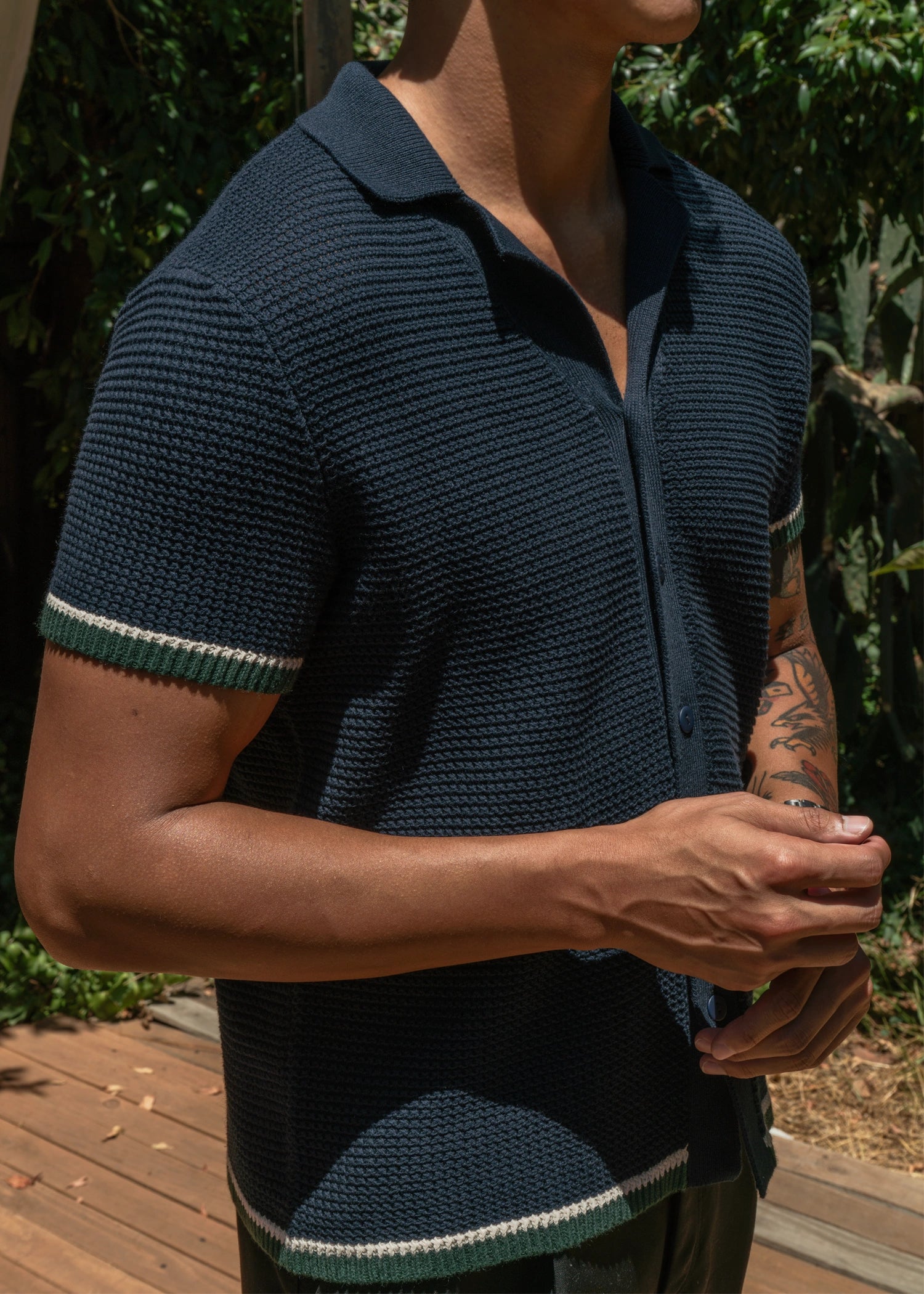 Loop Stitch Cabana Shirt - Deep Navy