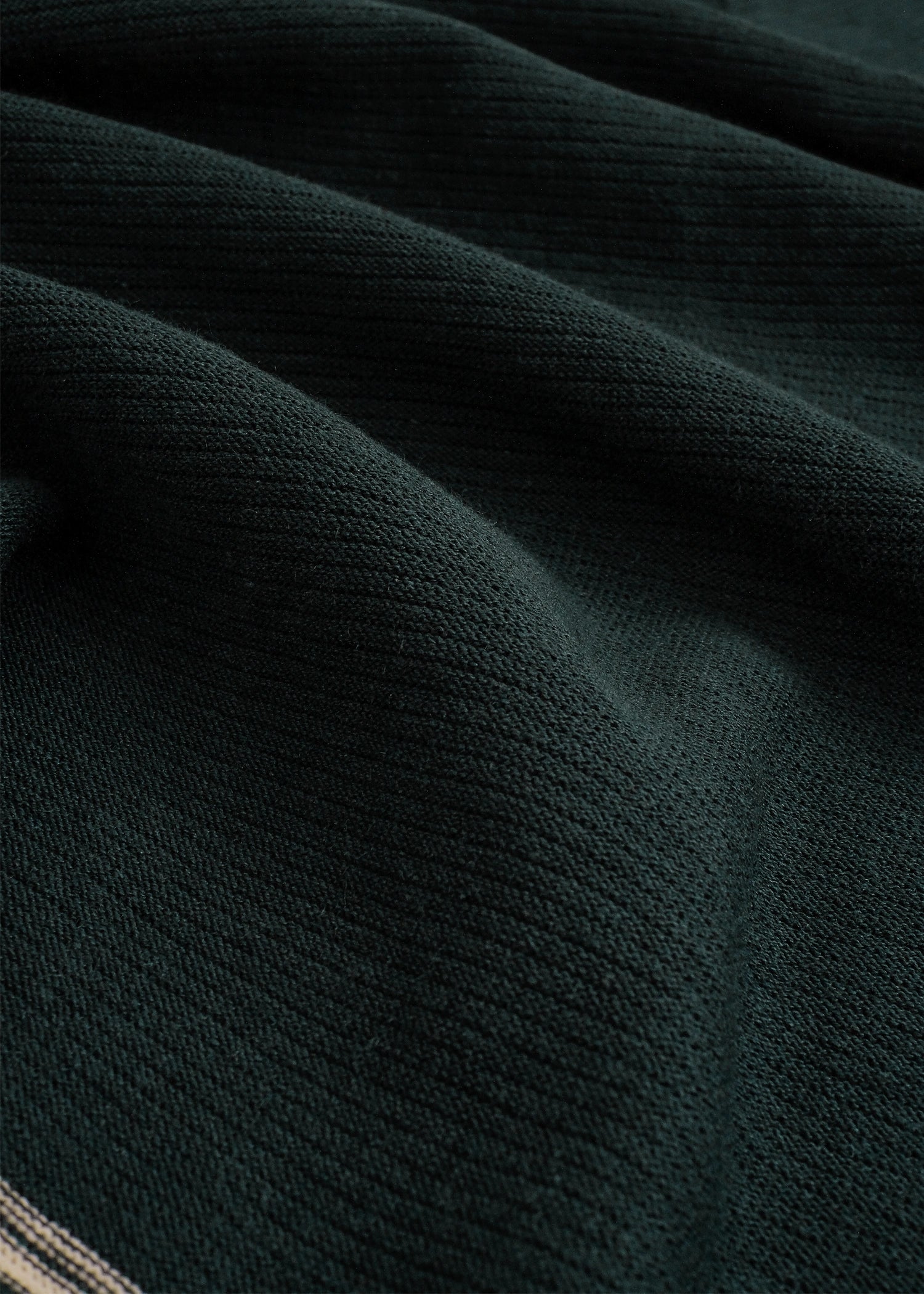 Linen Stripe Trim Polo - Deep Green