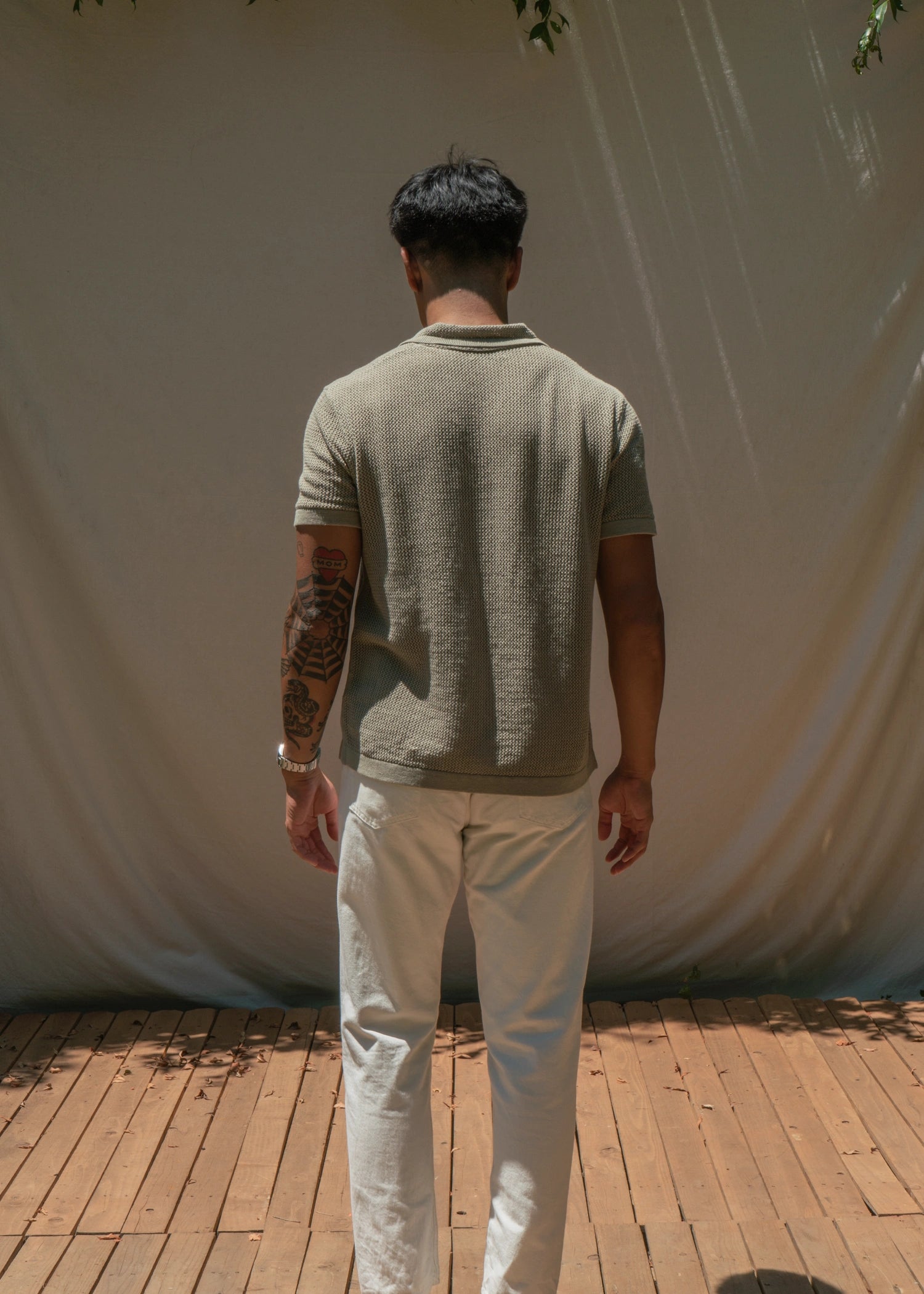 Crochet Stitch Shirt - Sage Green