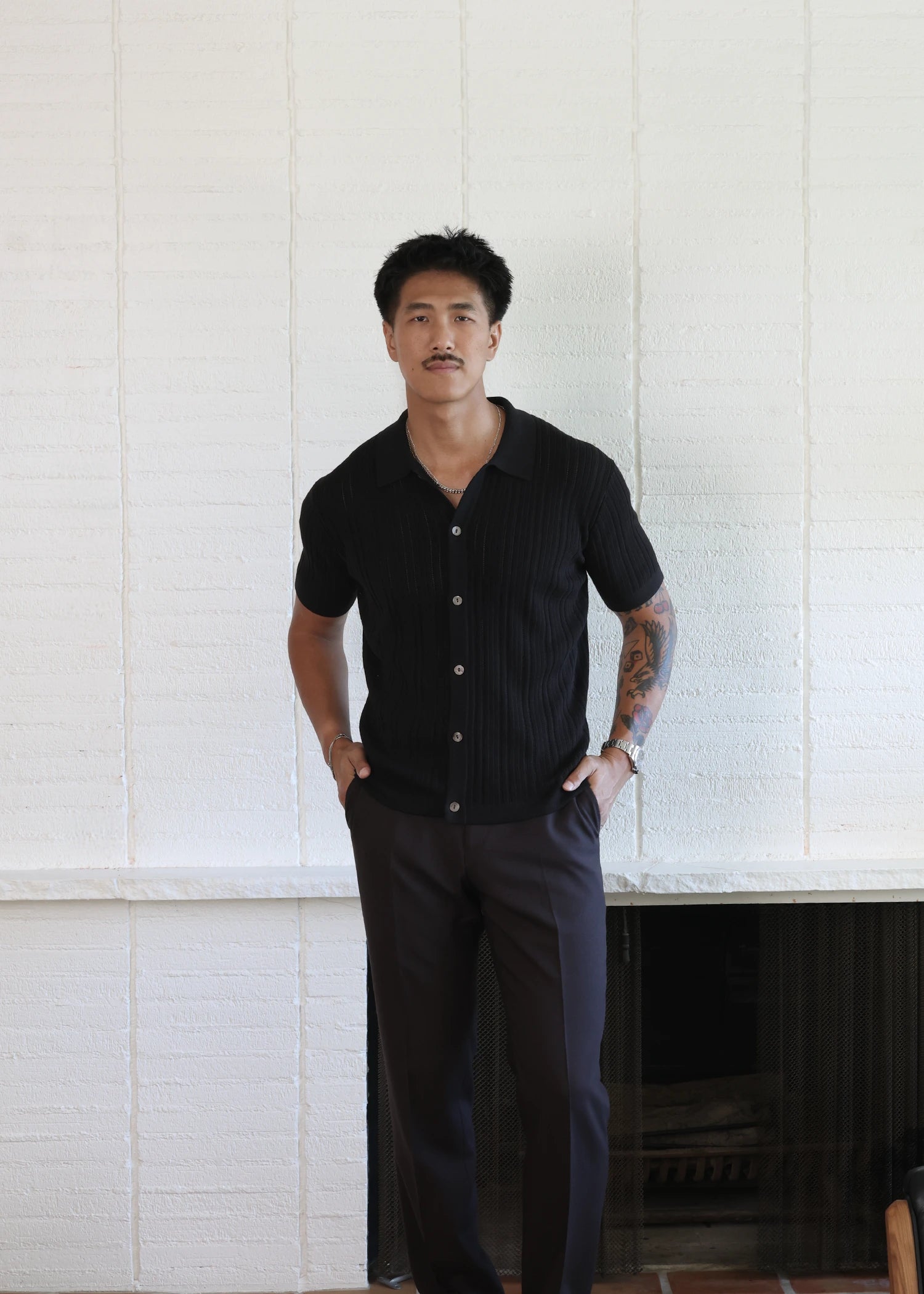Mercer Cotton Polo Shirt - Black