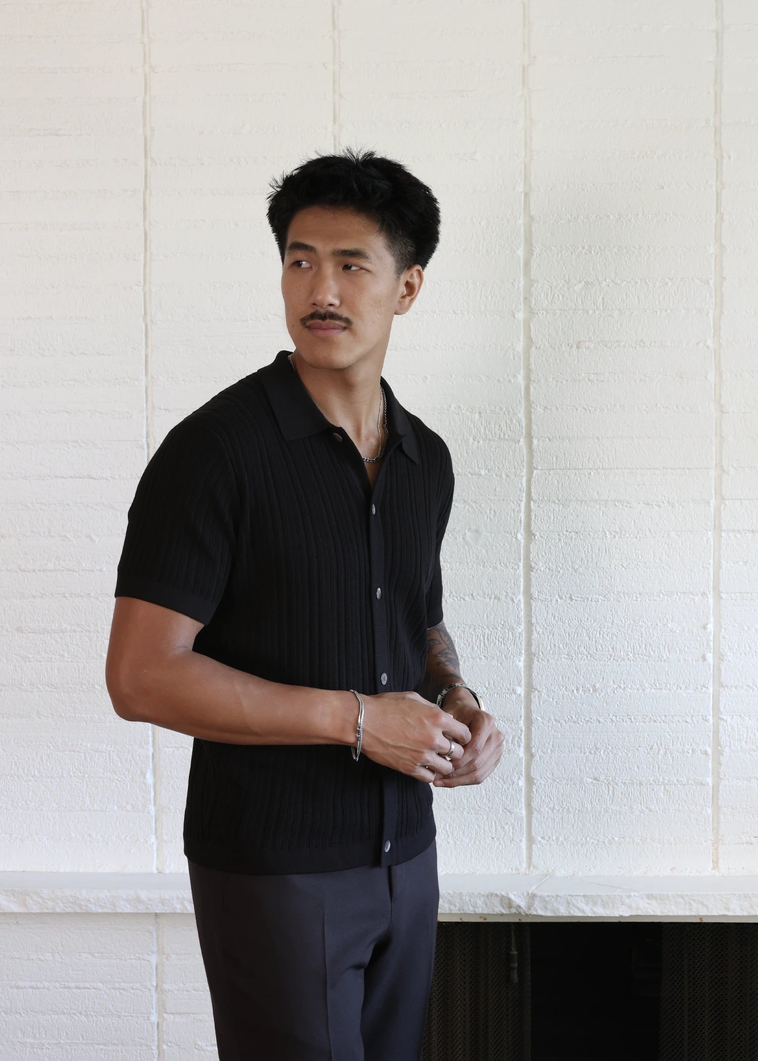 Mercer Cotton Polo Shirt - Black
