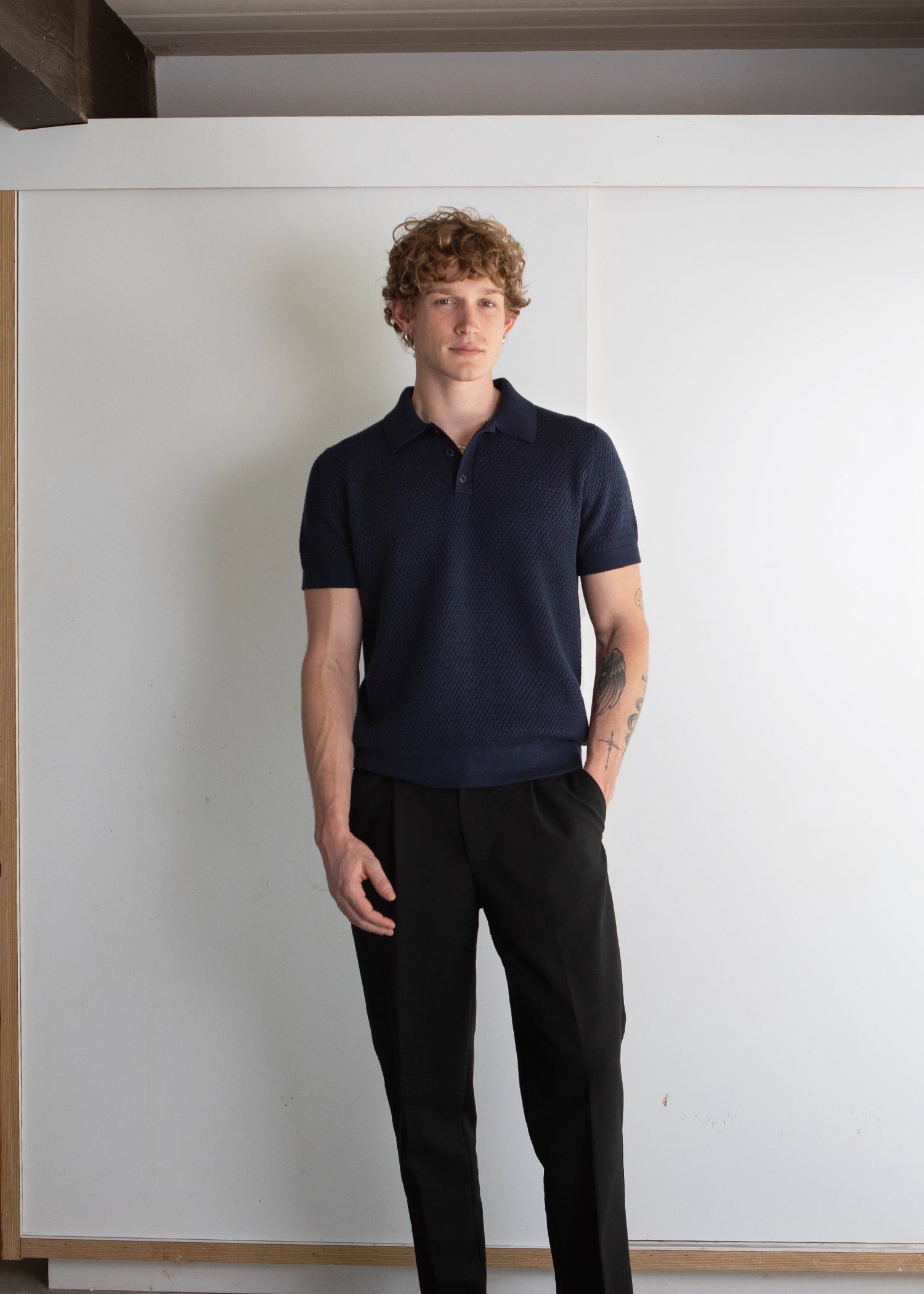 Cotton Silk Polo Uncle Purl Best Quality Dark Navy