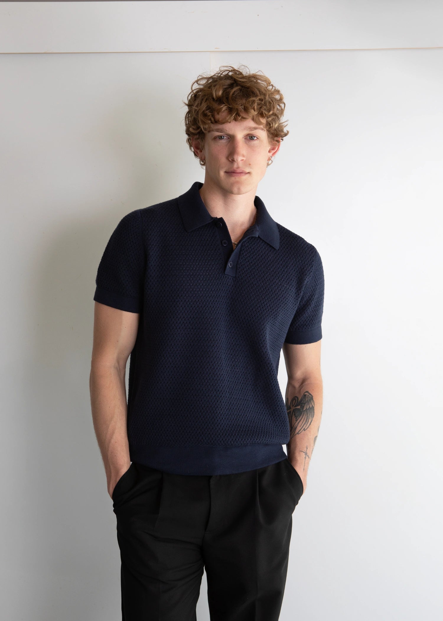 Cotton Silk Polo Uncle Purl Best Quality Dark Navy