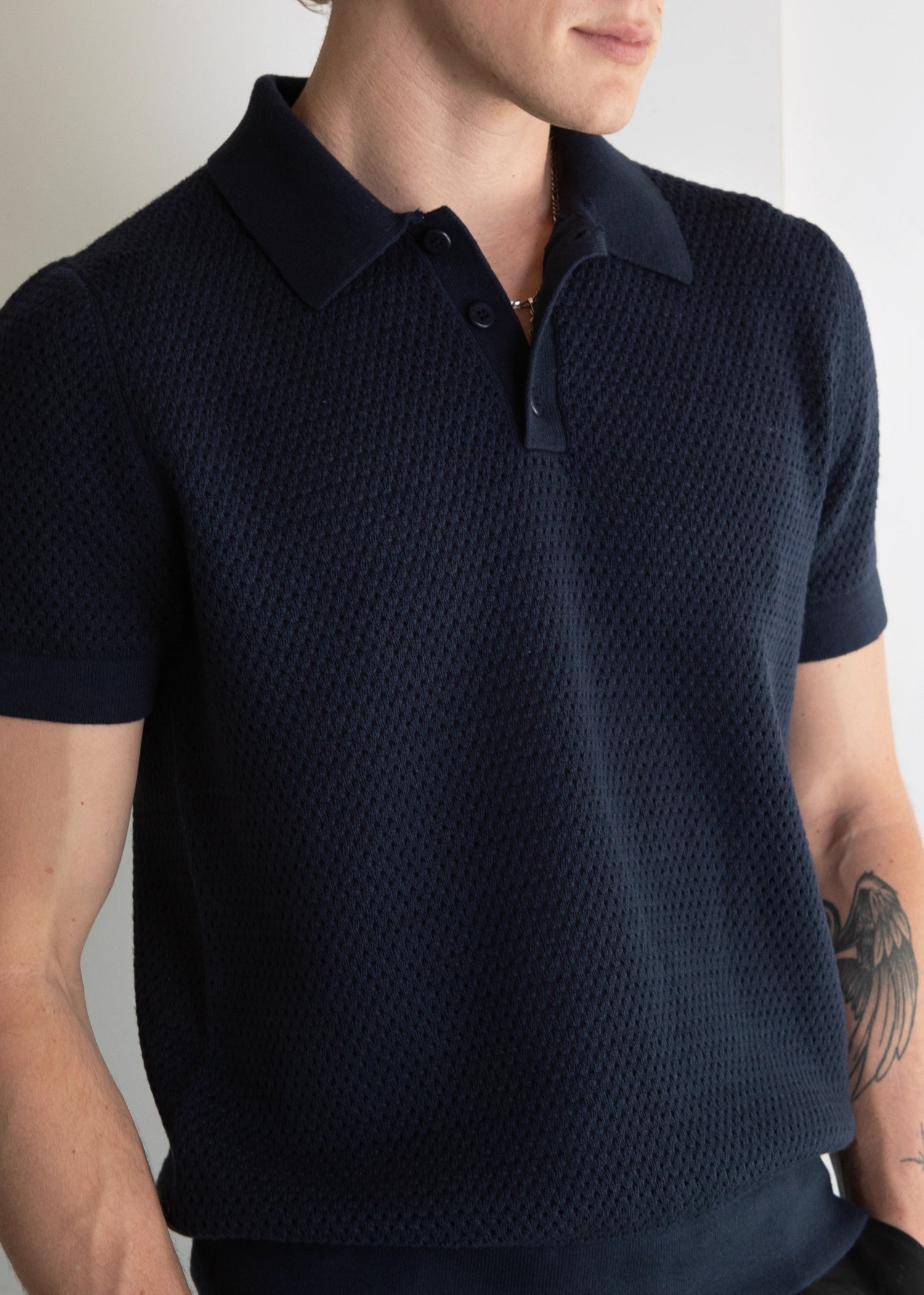 Cotton Silk Polo Uncle Purl Best Quality Dark Navy