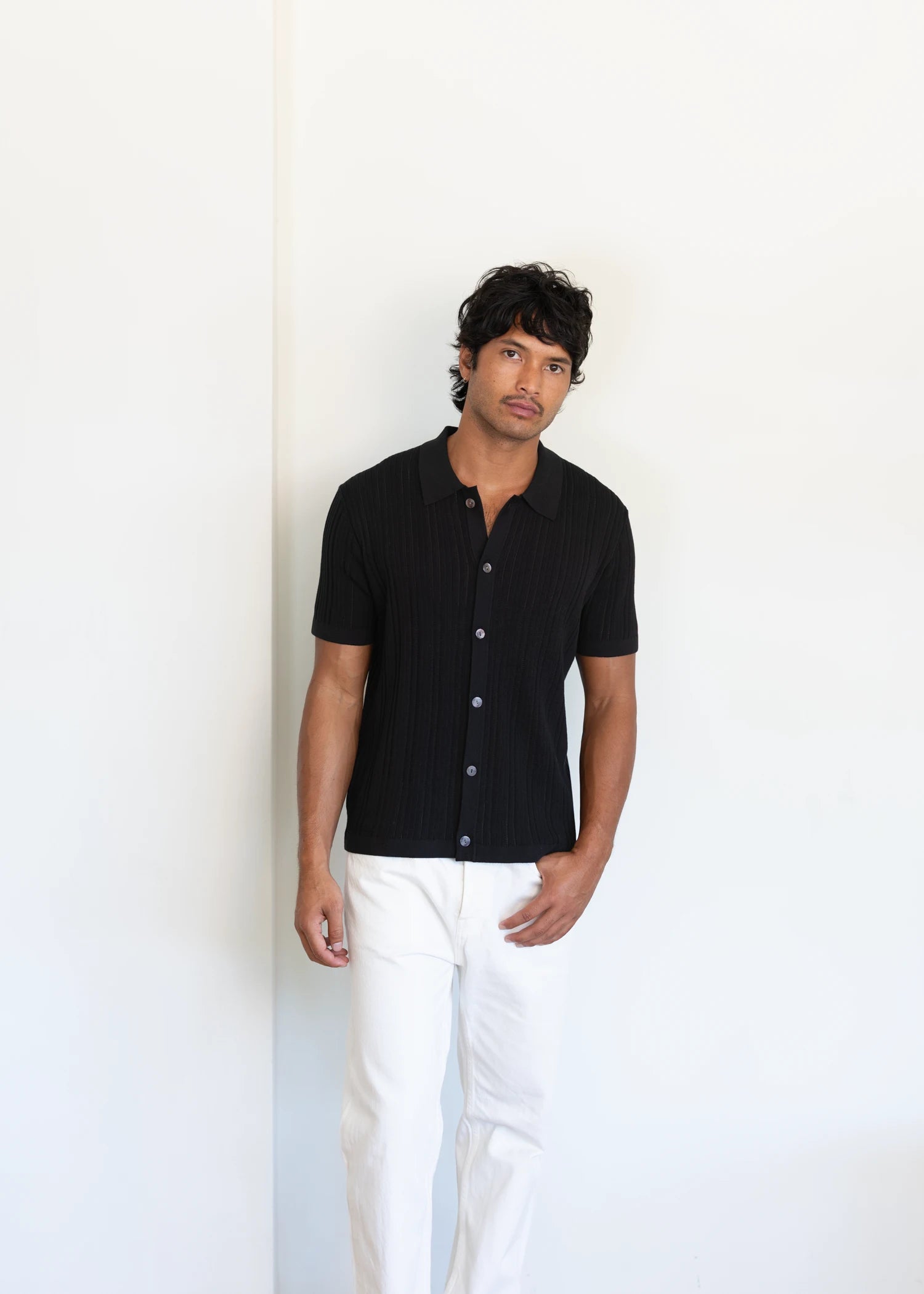 Mulberry Silk Polo Shirt - Black