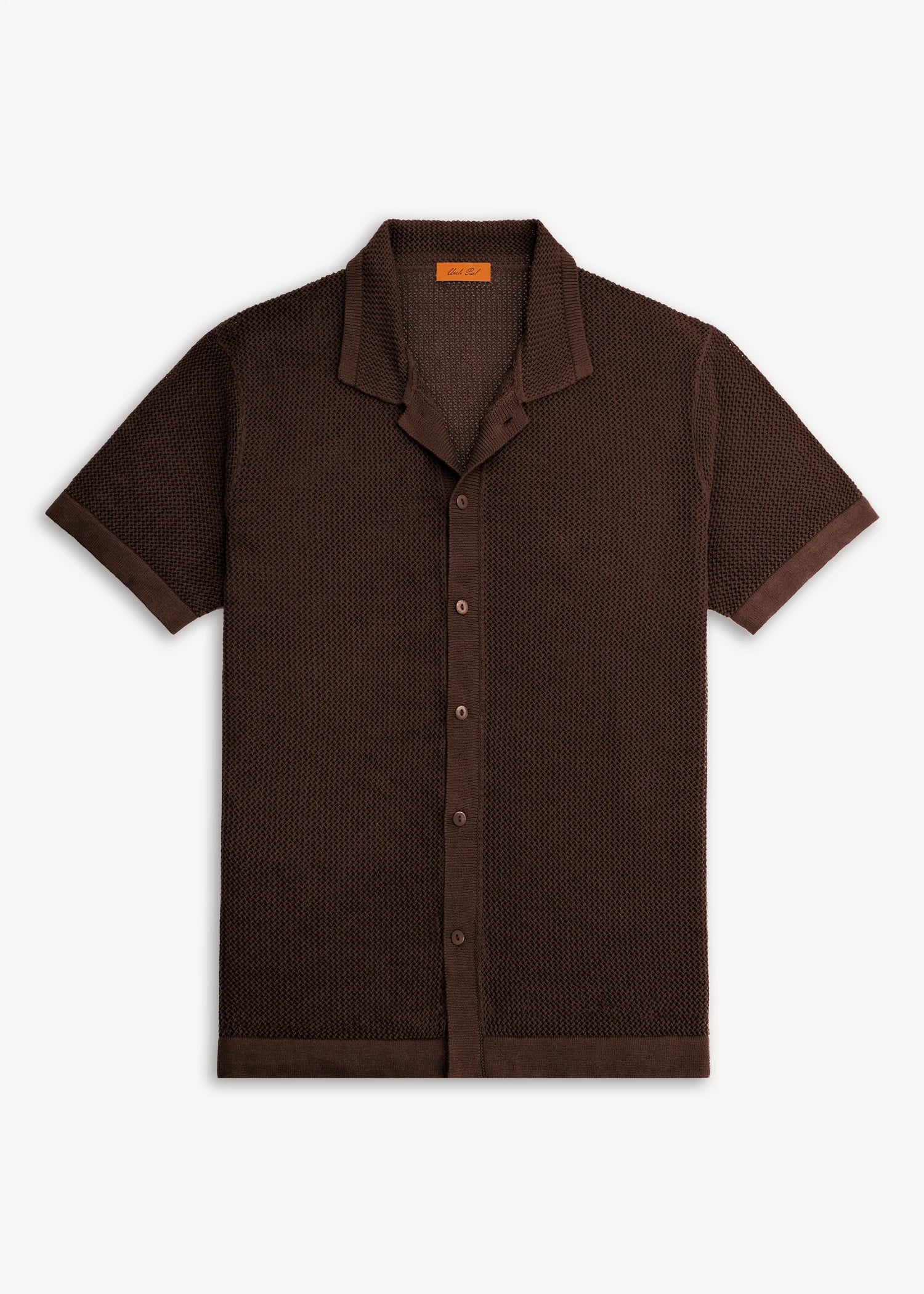 Linen Crochet Stitch Shirt - Java Brown