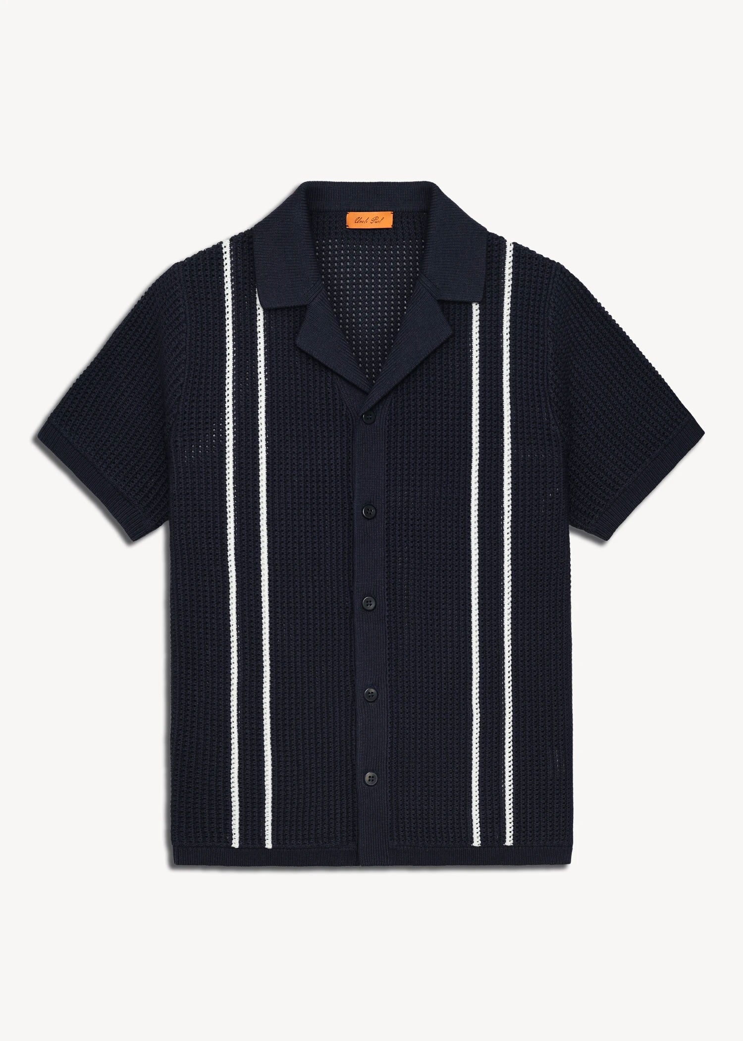 Linen Crochet Cabana Shirt - Deep Navy