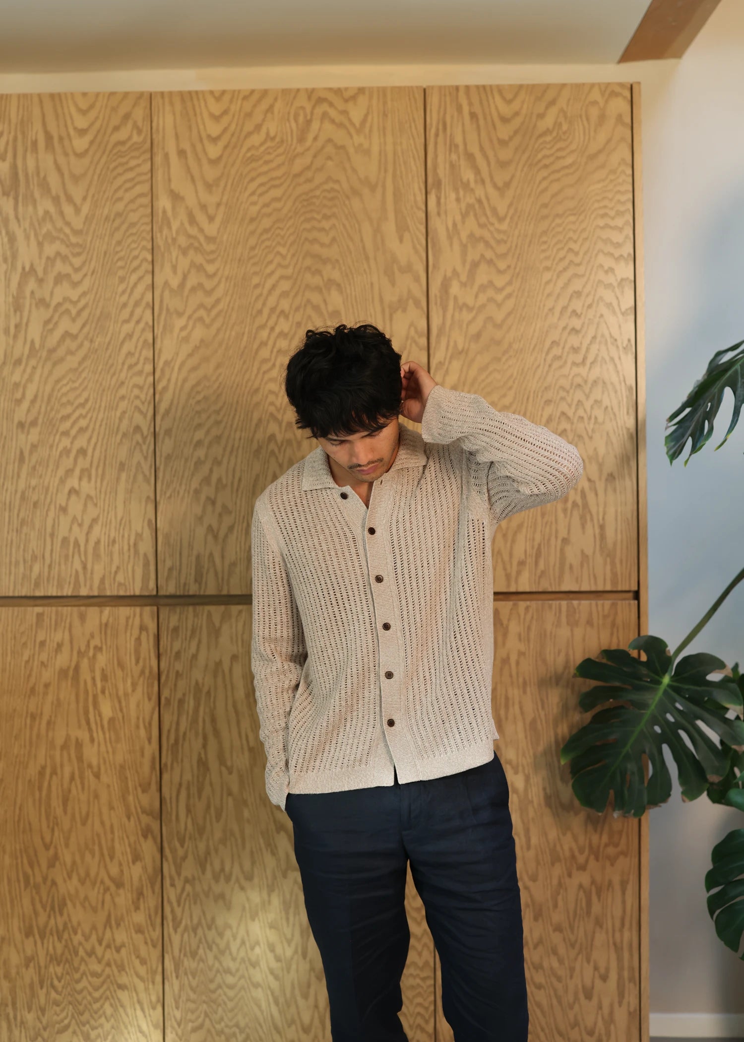 Linen Open Knit Shirt - Sand