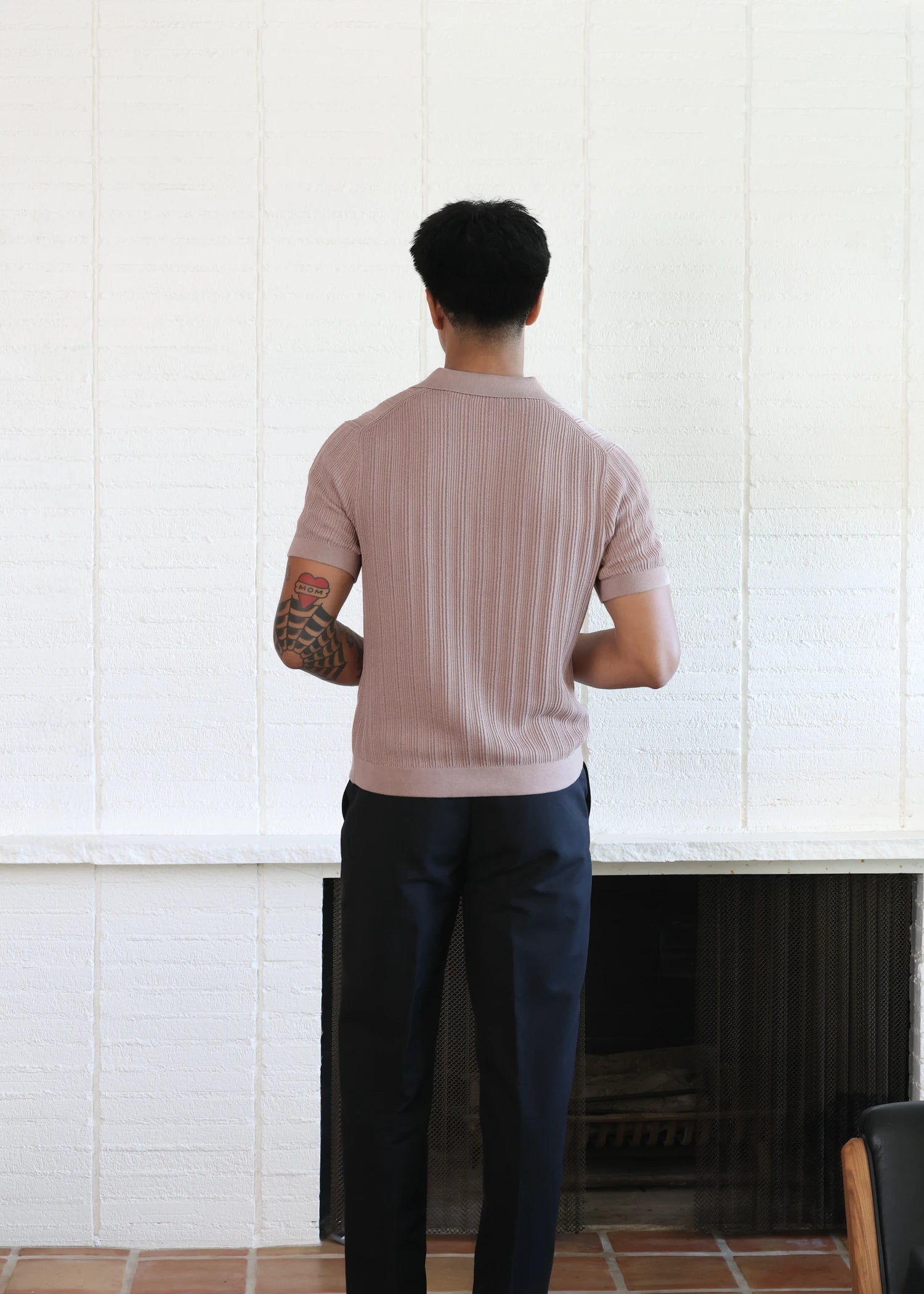 Mercer Cotton Open Collar Polo - Dusty Rose