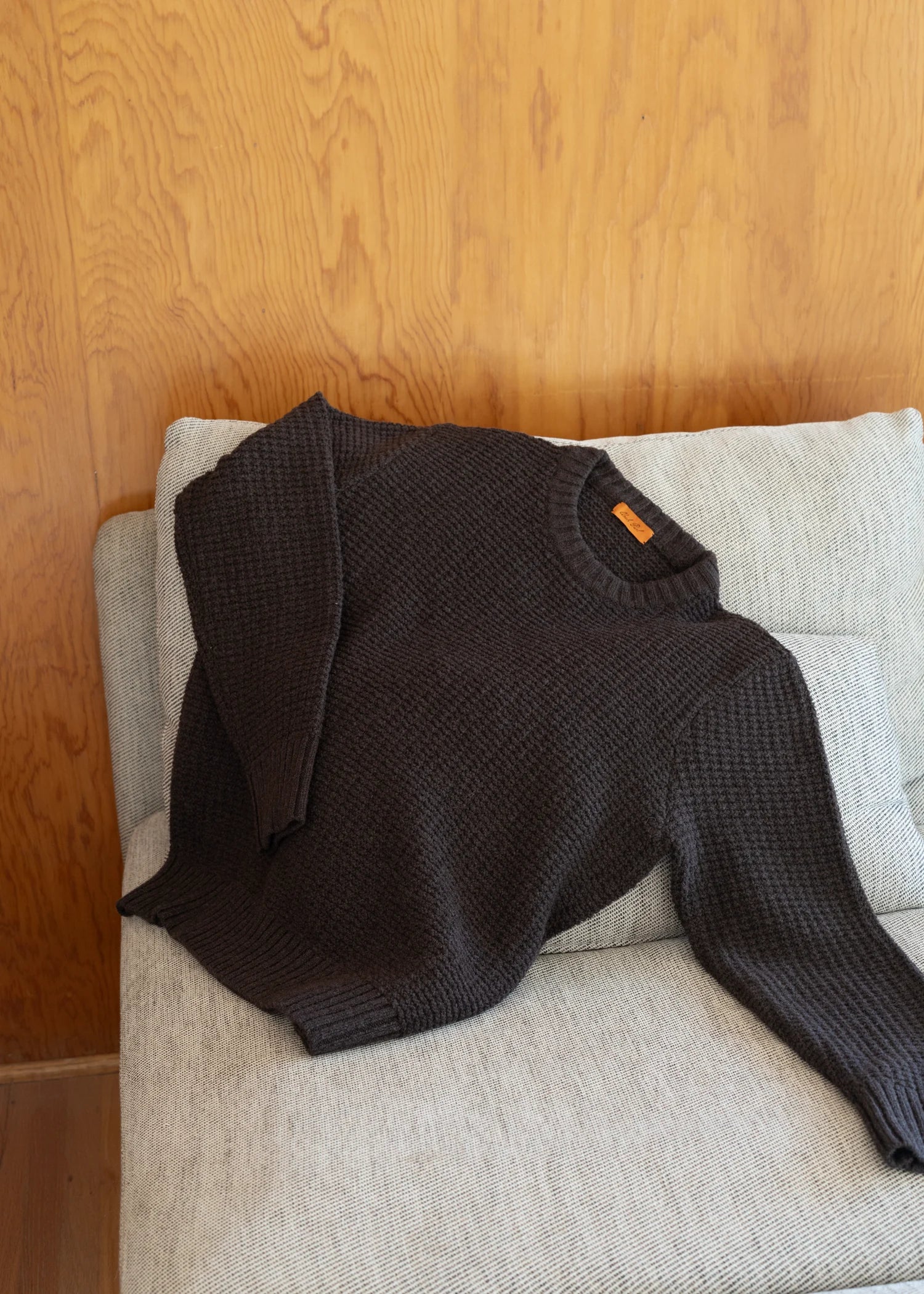 Extrafine Merino Waffle Crew - Java Brown