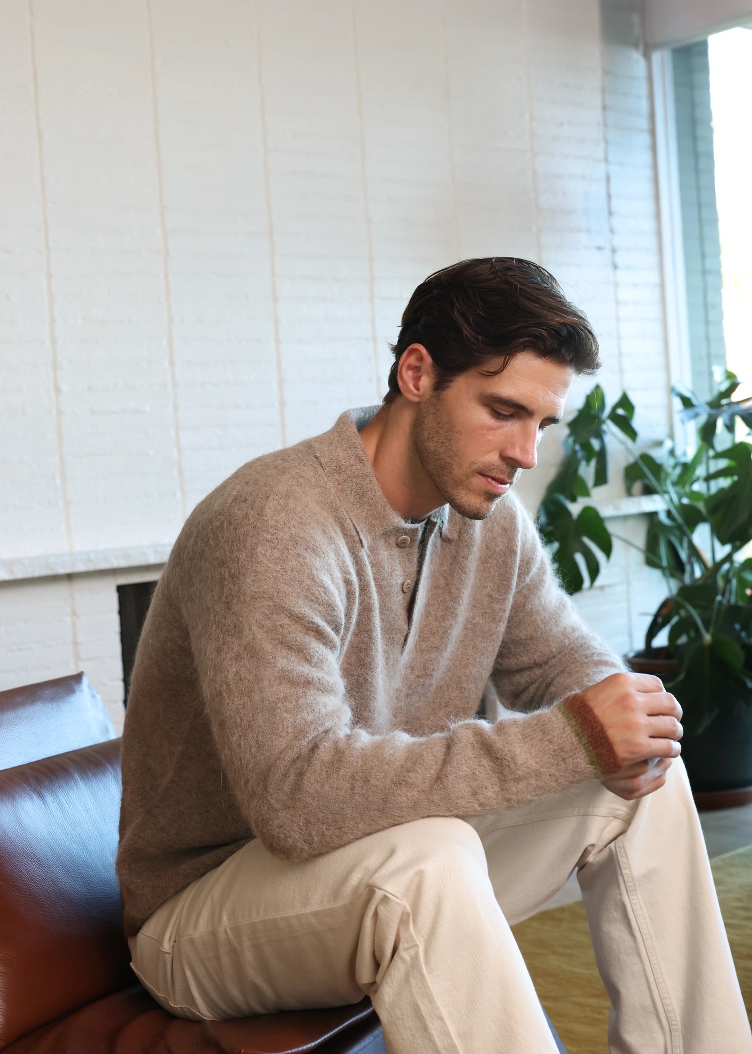 Brushed Alpaca Polo - Oatmeal