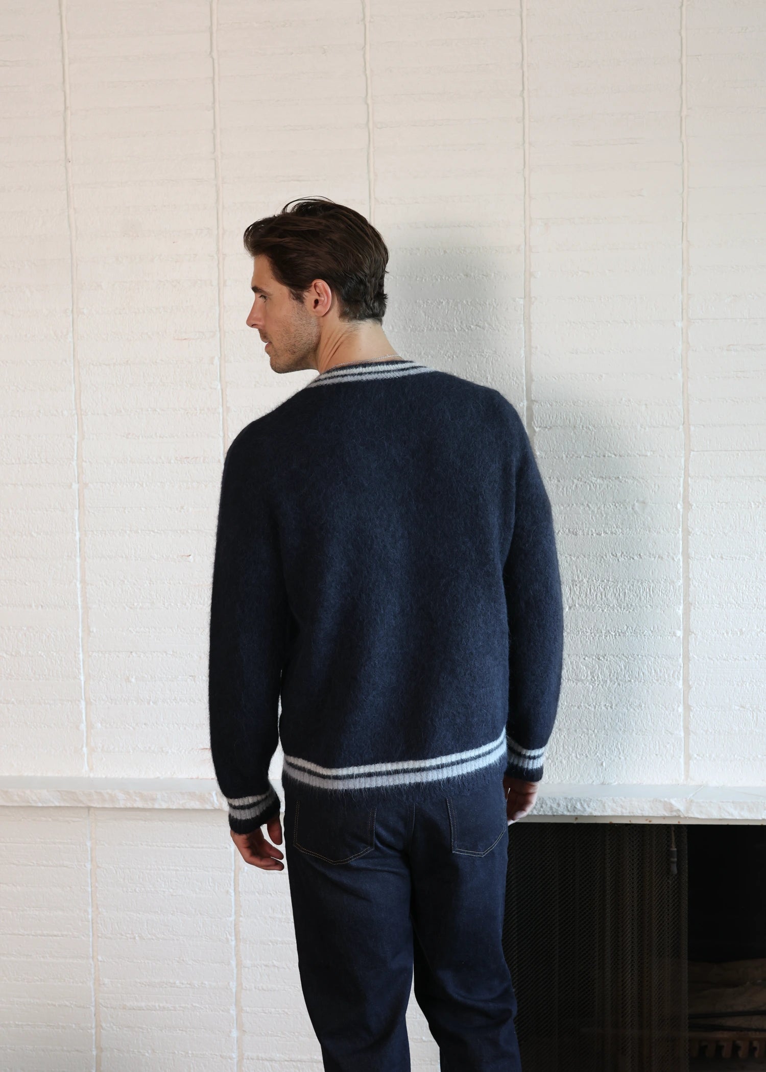 Brushed Alpaca V-Neck - Deep Navy