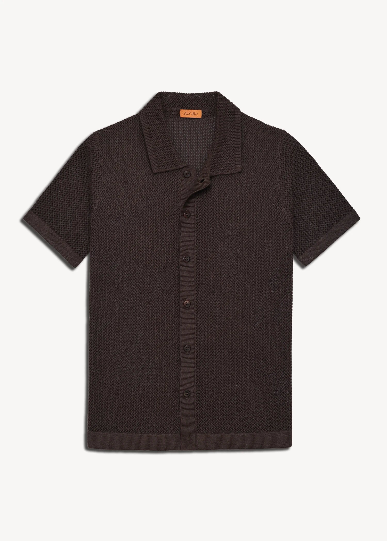 Linen Crochet Stitch Shirt - Java Brown