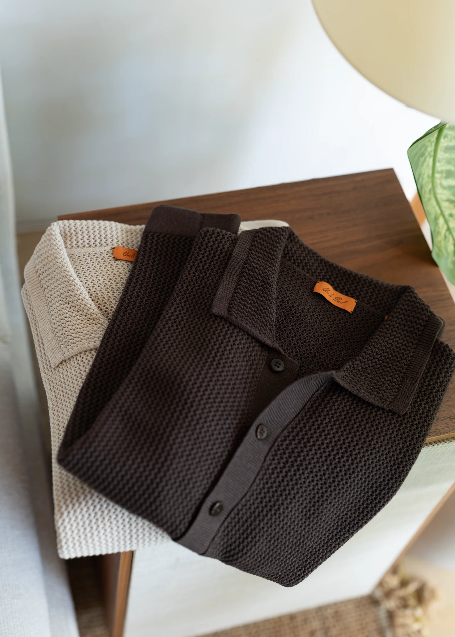 Linen Crochet Stitch Shirt - Java Brown