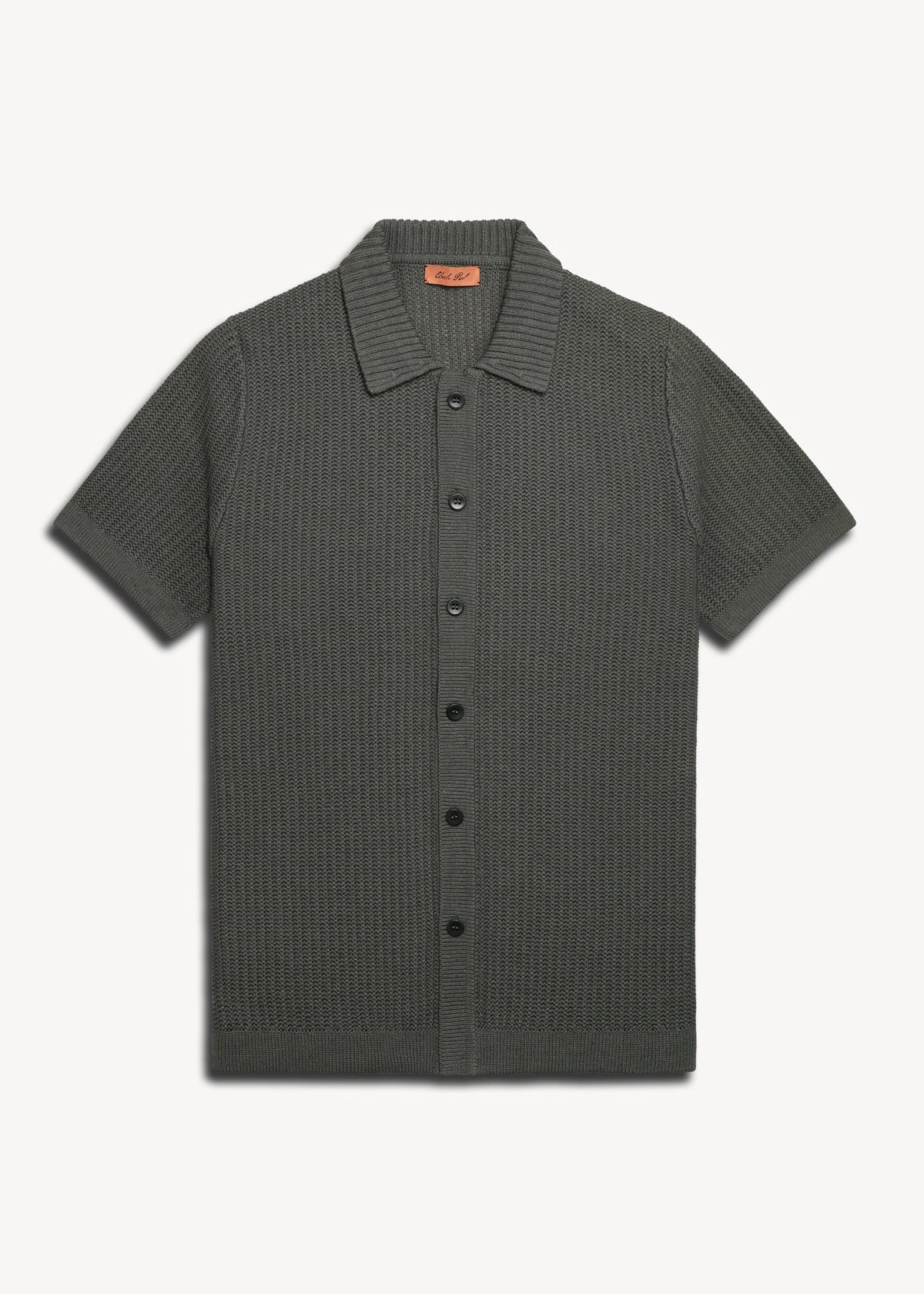 Linen Crochet Textured Shirt - Olive Green - Uncle Purl