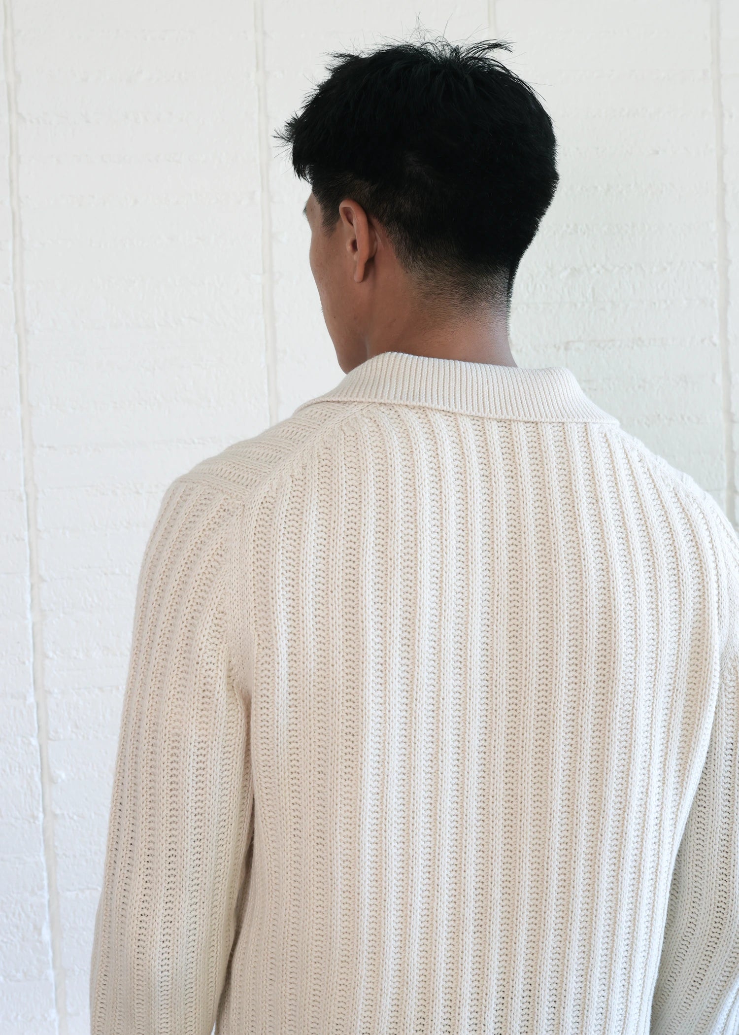 Extrafine Merino Polo Sweater - Cream