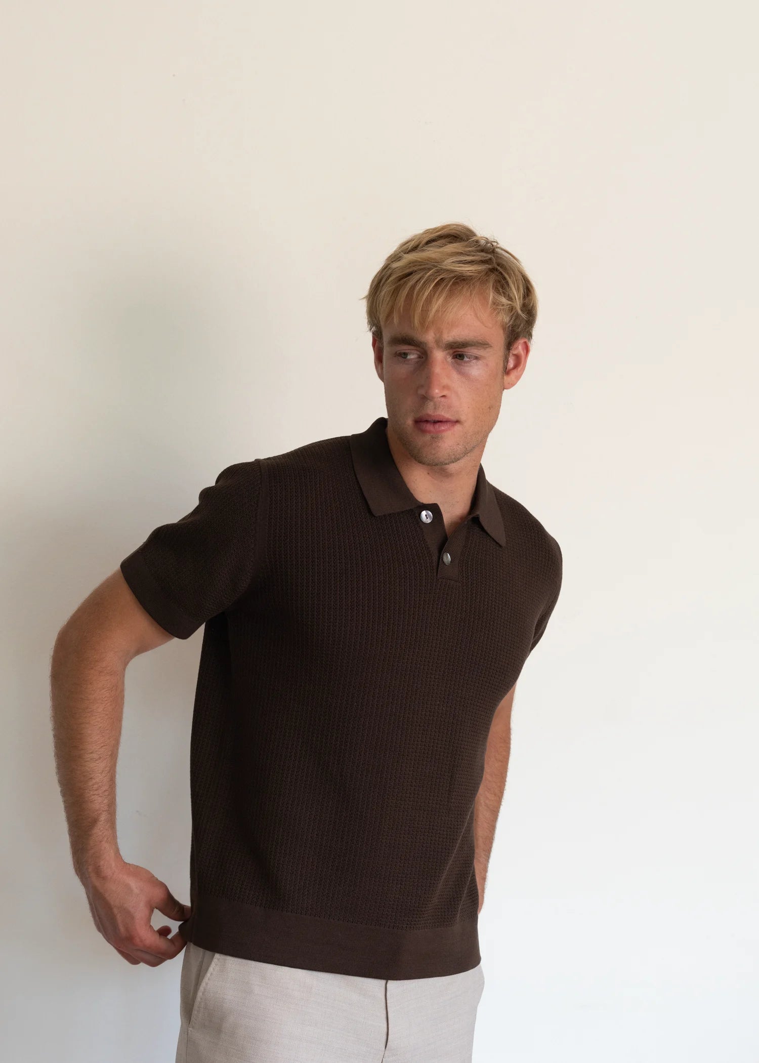 Mercer Cotton Classic Polo - Java Brown