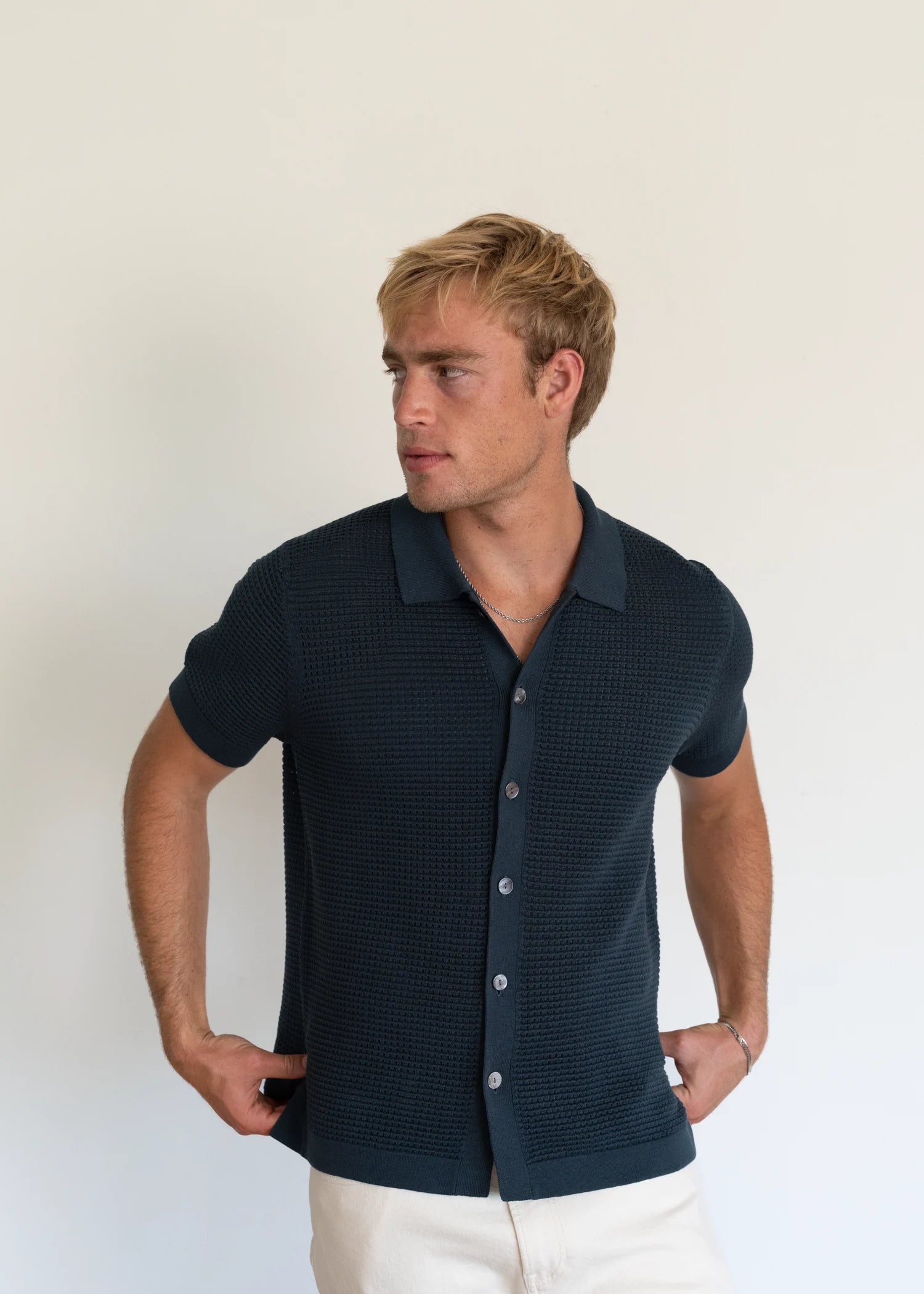Mercer Cotton Polo Shirt - Petrol Navy
