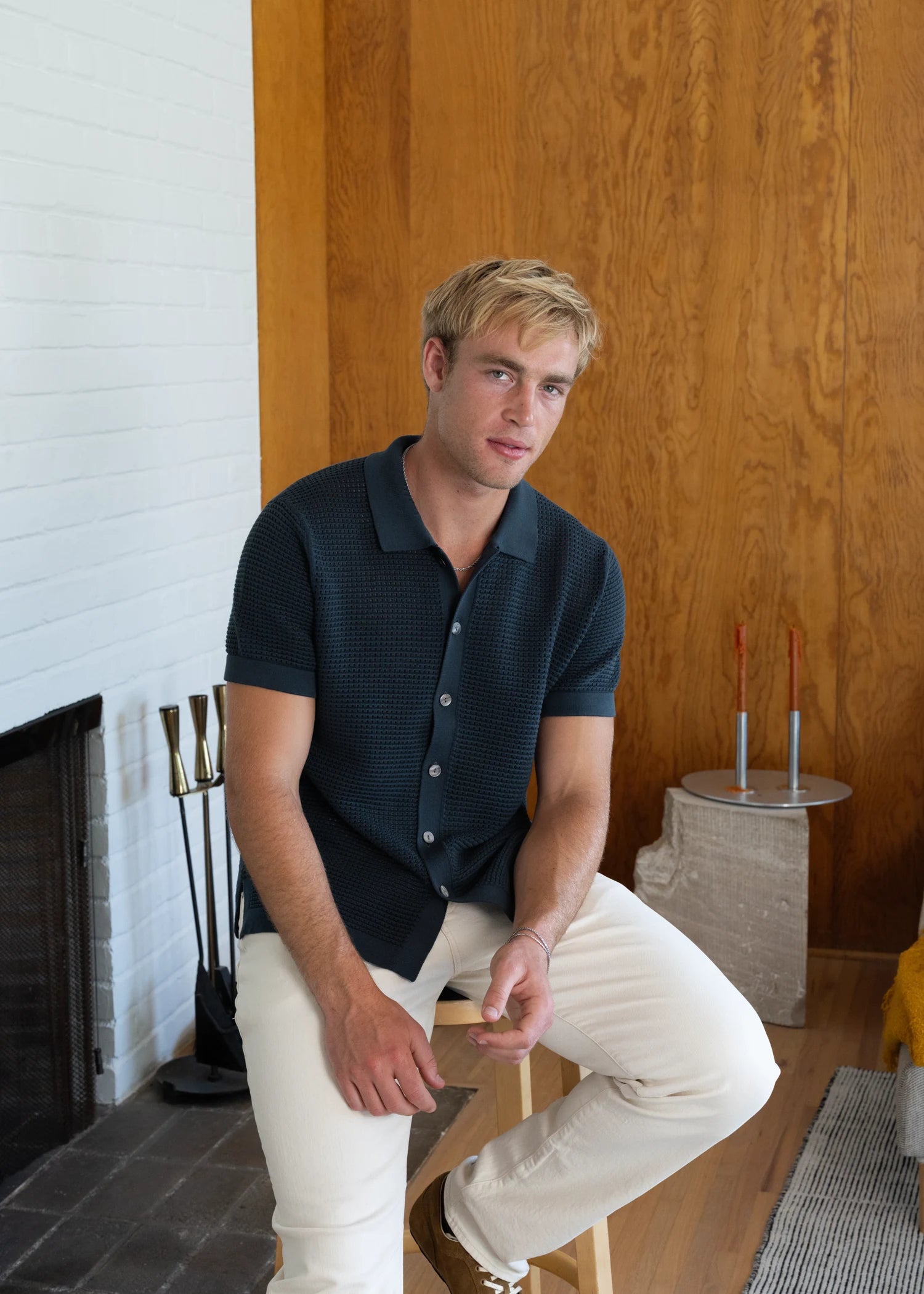 Mercer Cotton Polo Shirt - Petrol Navy