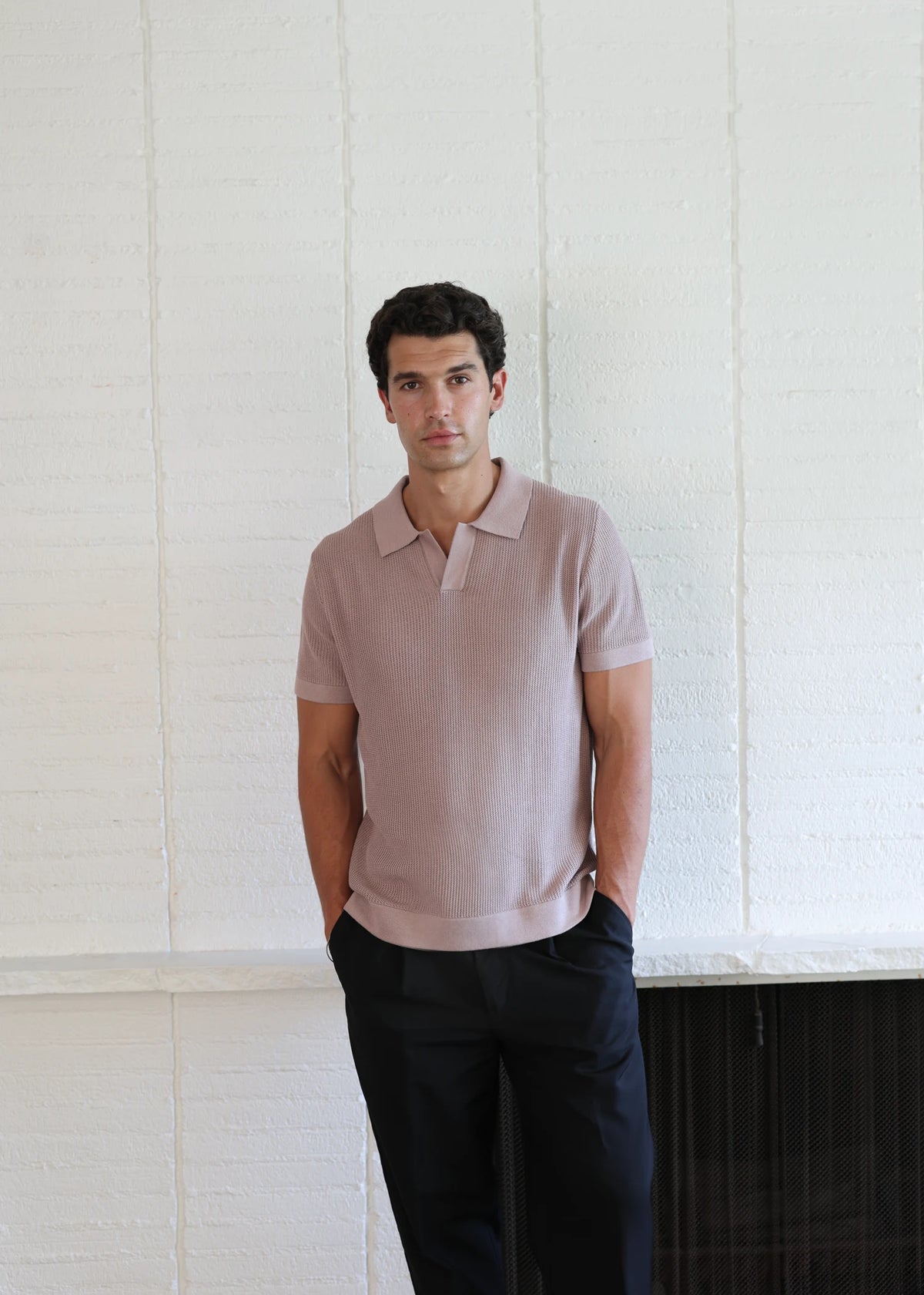 Mulberry Silk Polo - Dusty Rose