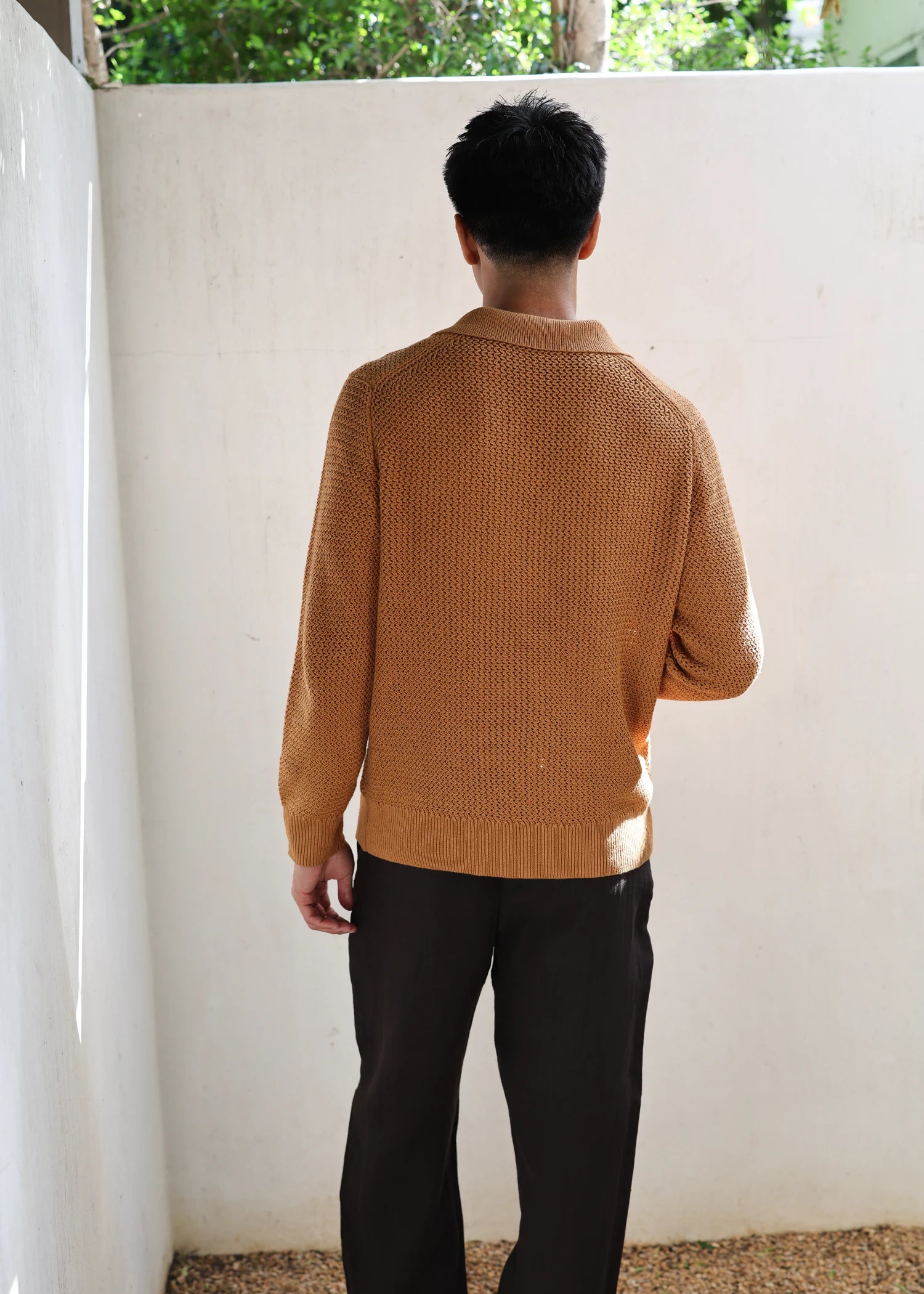 Linen Open Knit Pullover - Amber