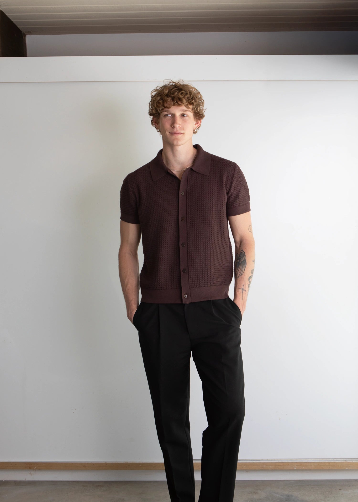 Uncle Purl best quality cotton silk polo shirt snyder supply brown