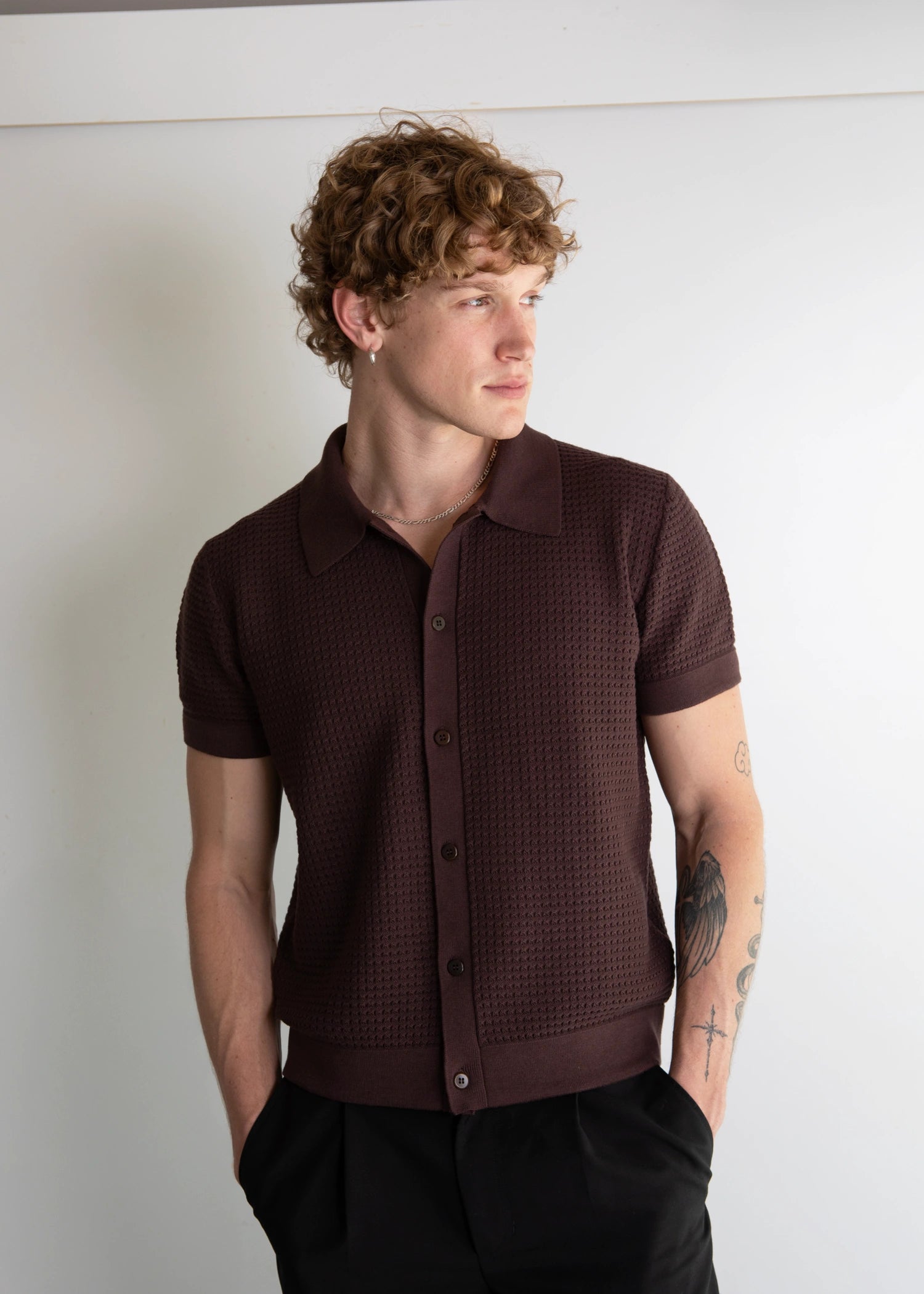 Uncle Purl best quality cotton silk polo shirt snyder supply brown