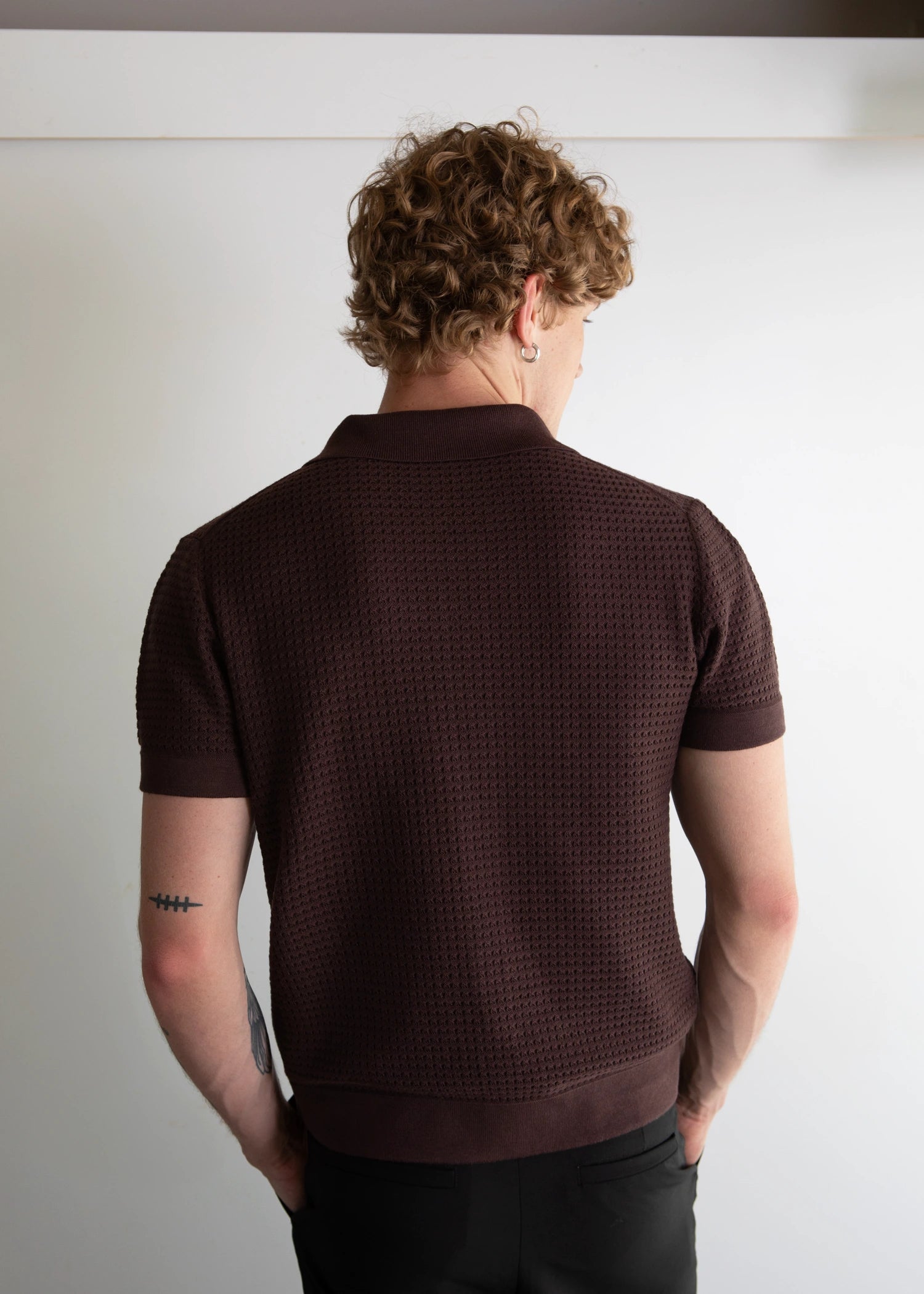 Uncle Purl best quality cotton silk polo shirt todd suit brown