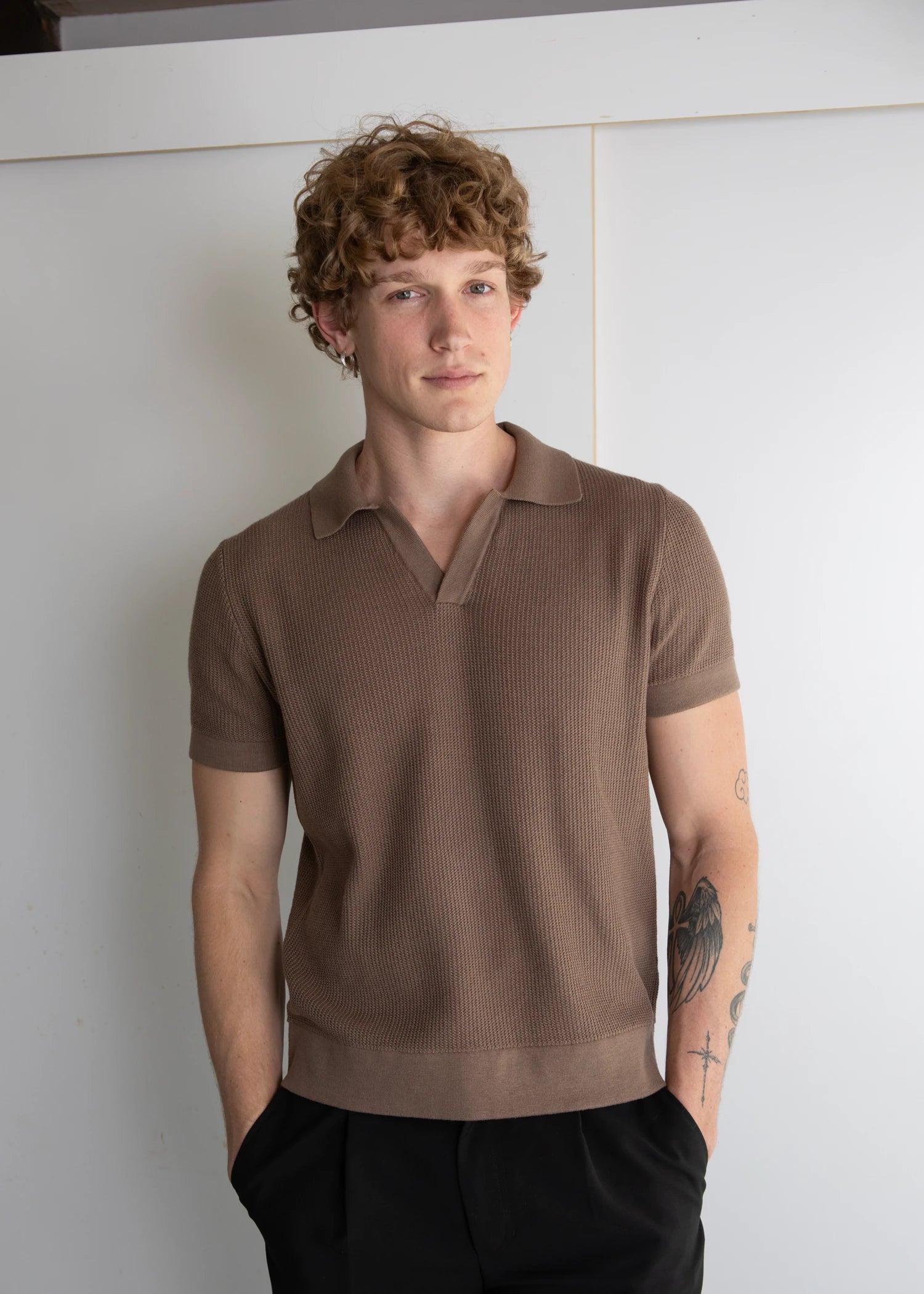 Uncle Purl best quality cotton silk polo shirt snyder supply brown