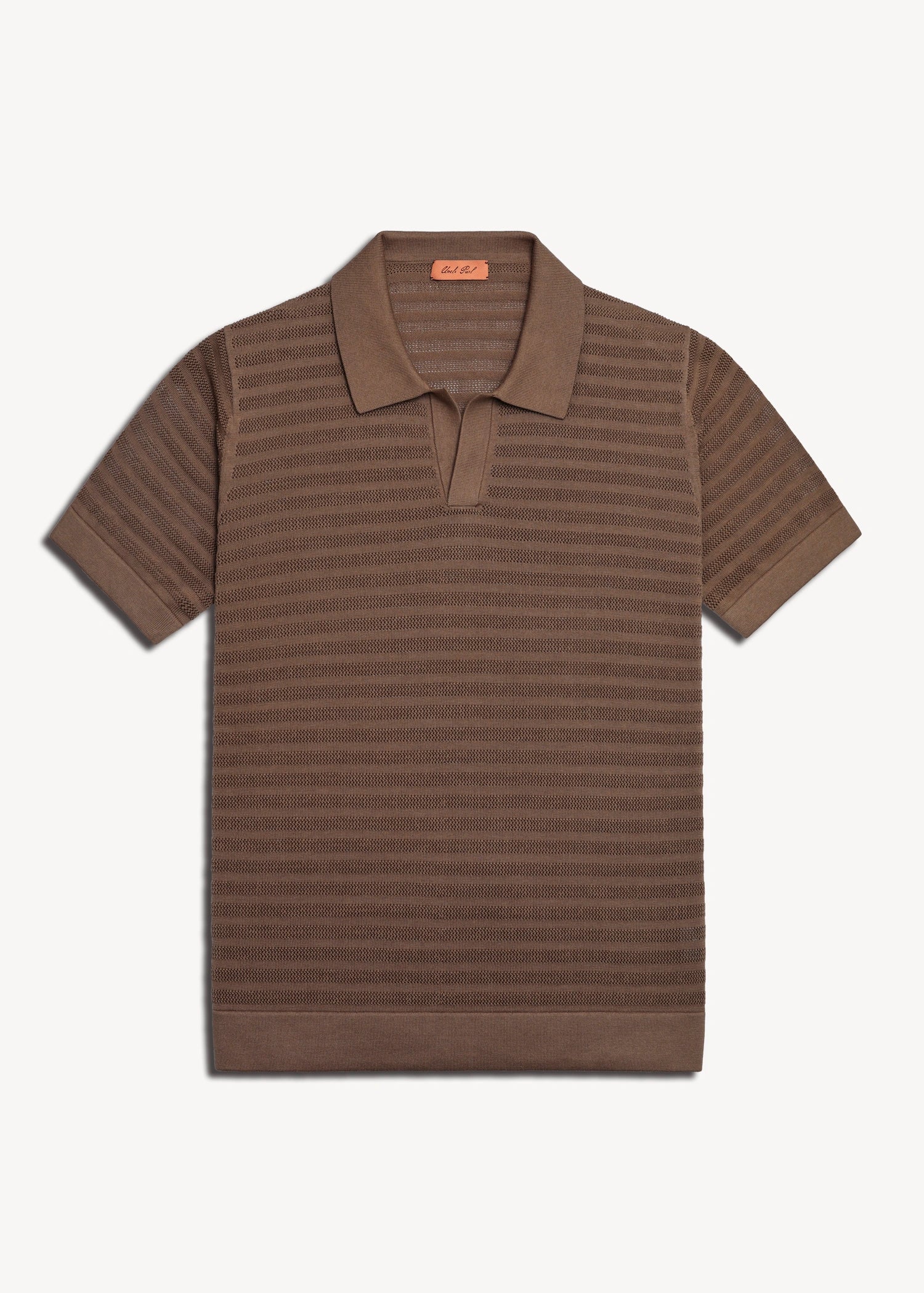 Mulberry Silk Tonal Stripe Polo - Stone