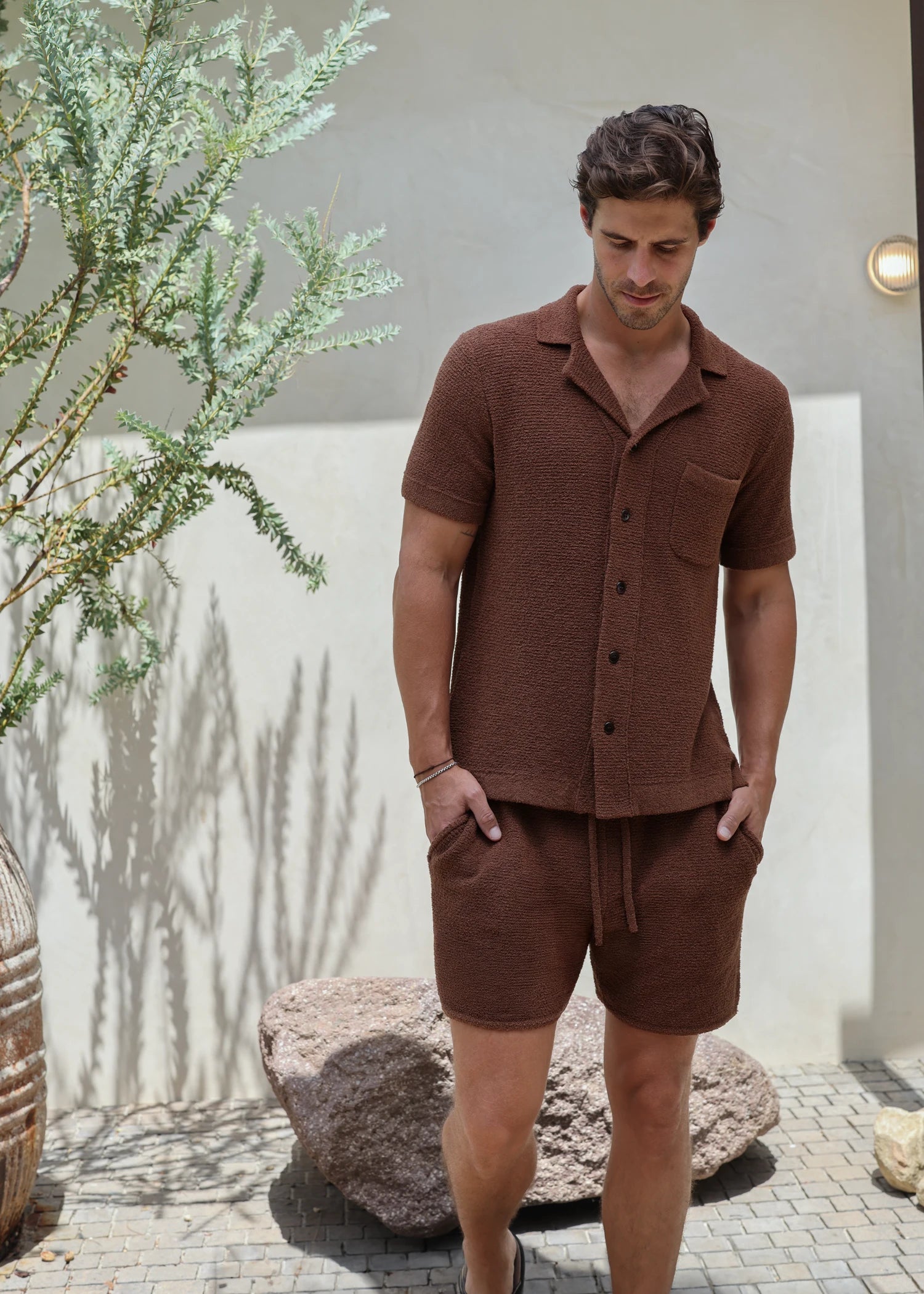 Loop Knit Terry Lounge Short - Rust Brown