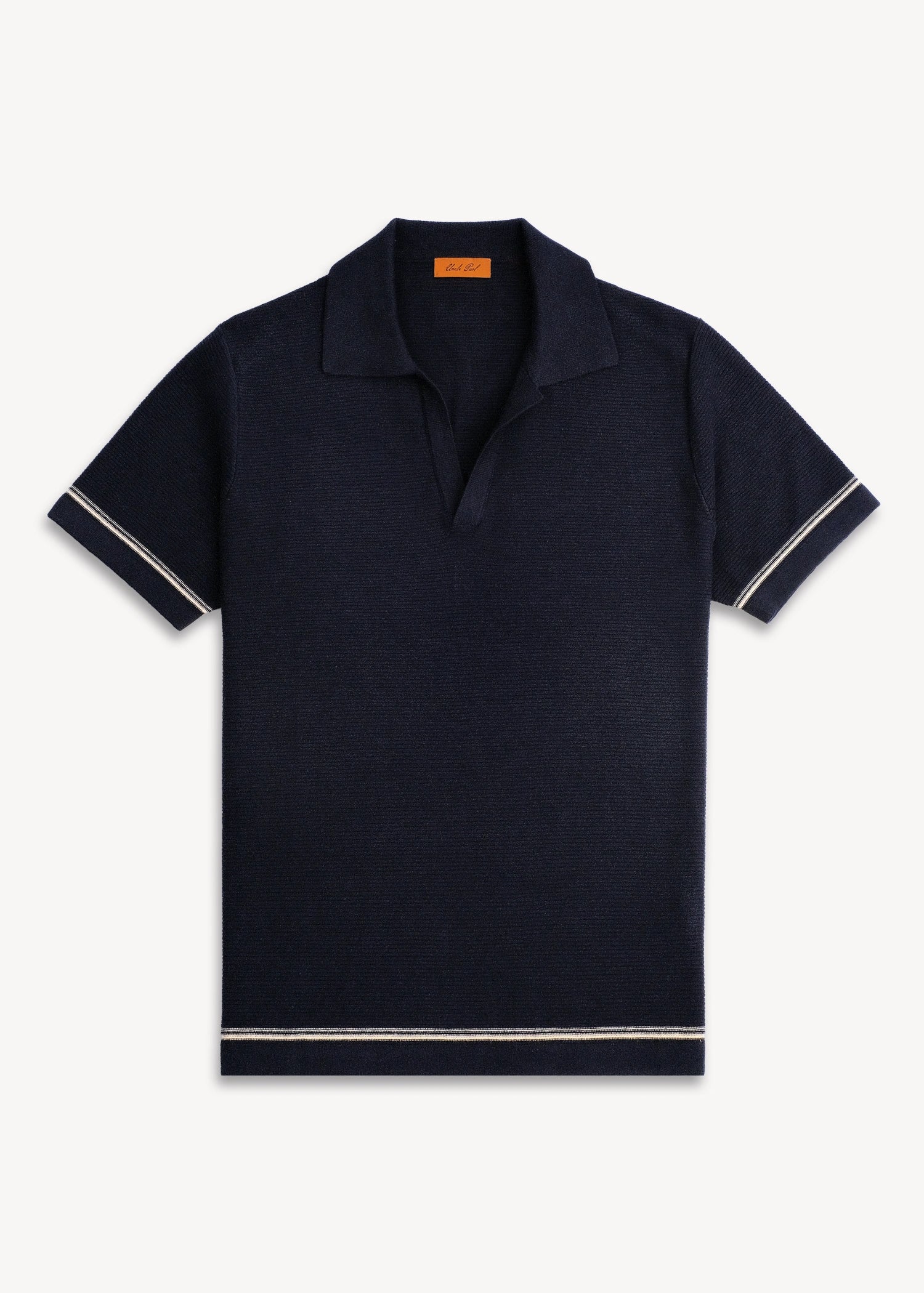 Uncle Purl Onia Wax Linen Polo Shirt Navy Blue
