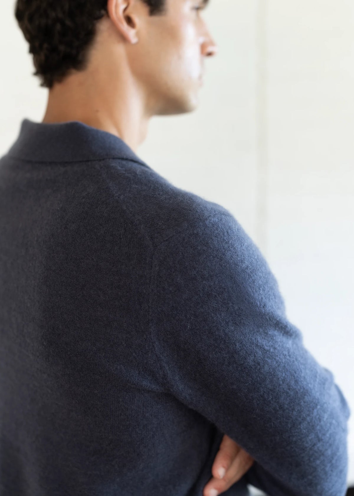 Cashmere Polo Sweater - Washed Navy