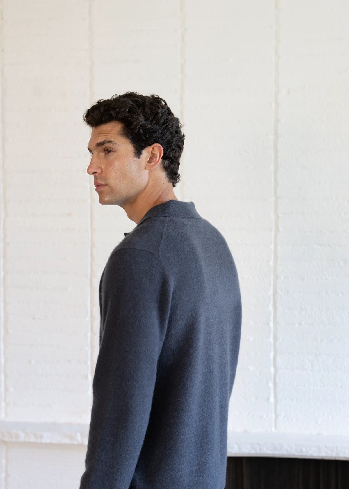 Cashmere Polo Sweater - Washed Navy