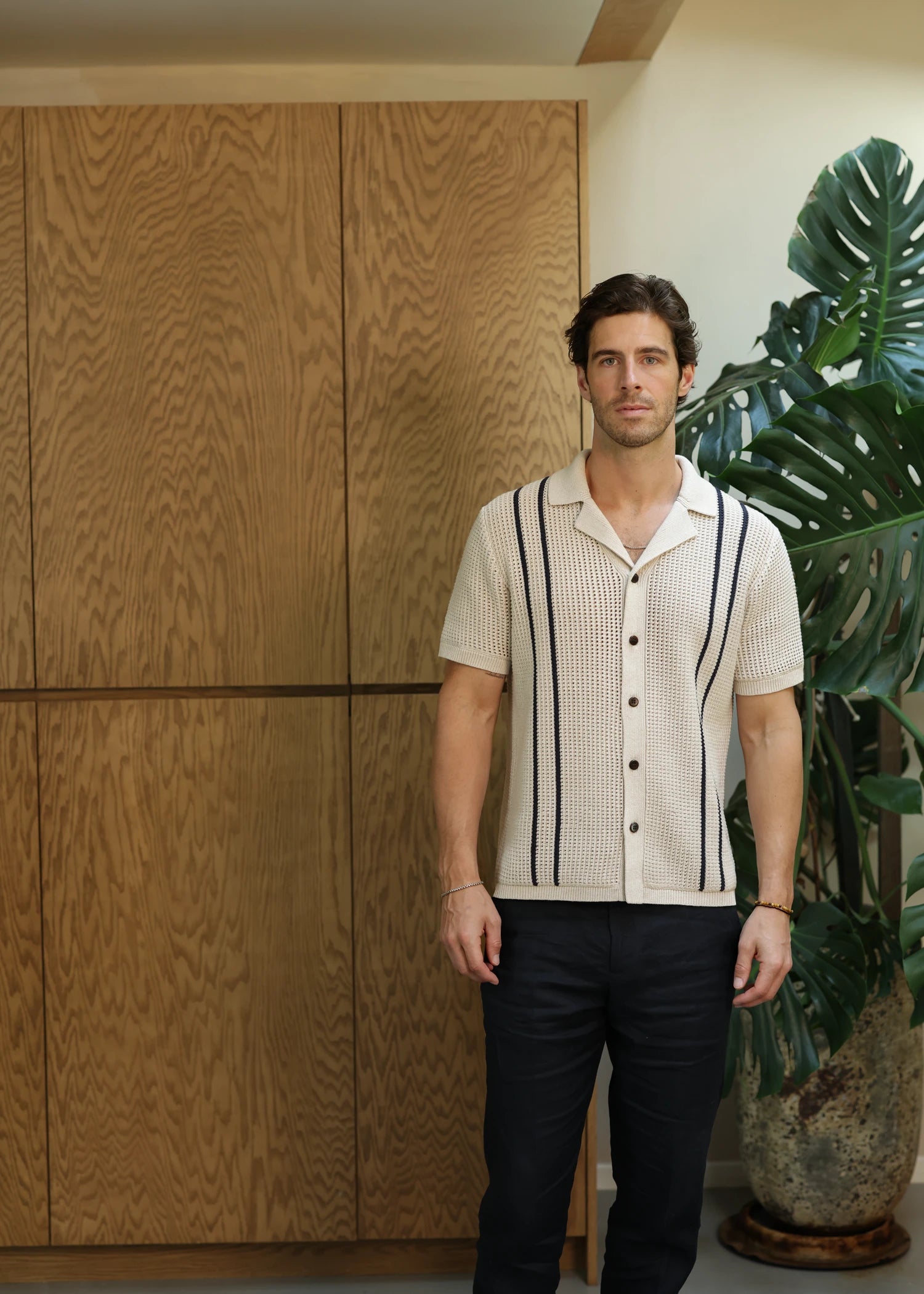 Linen Crochet Cabana Shirt - Natural