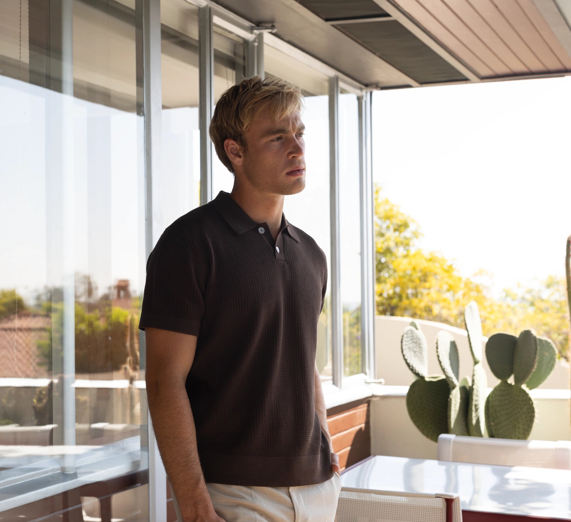 Uncle Purl Brown Polo Shirt Classic Two Button