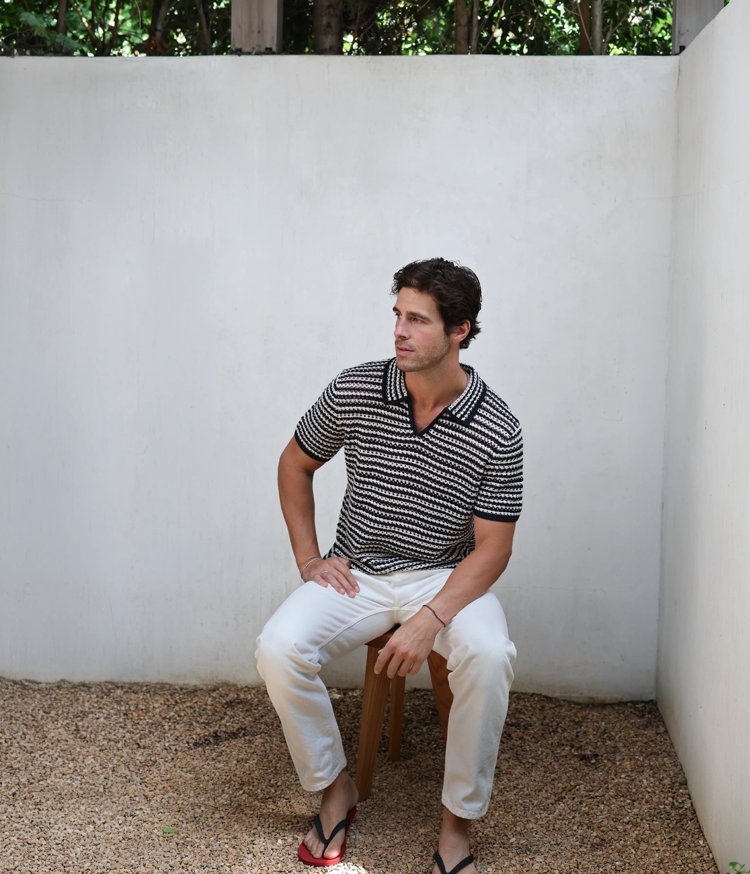 Uncle Purl Crochet Summer Stripe Polo Navy and White