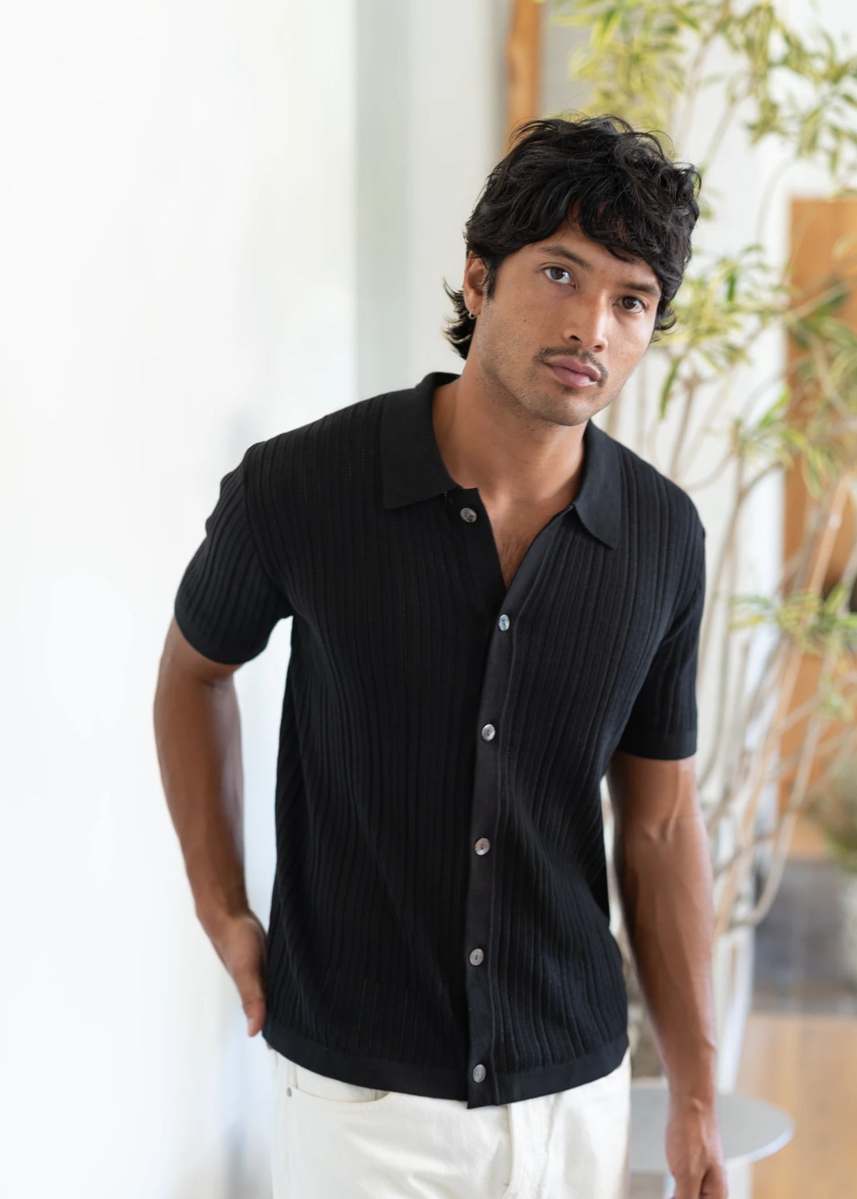 Mulberry Silk Polo Shirt - Black