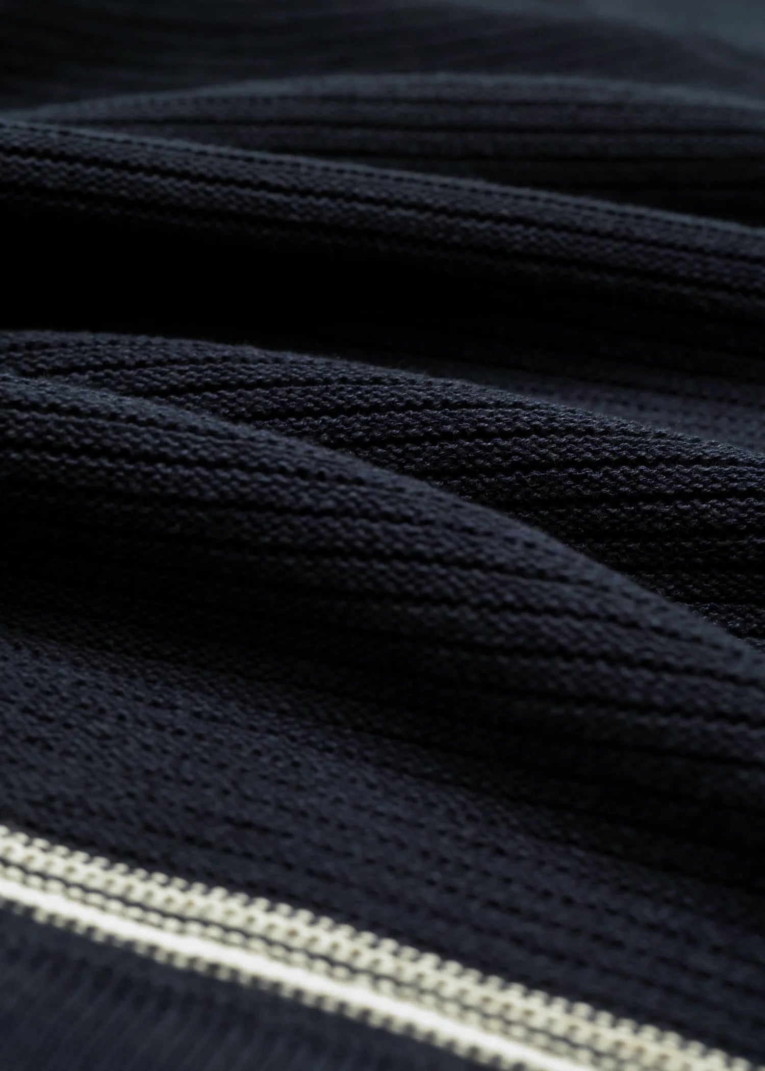 Linen Stripe Trim Polo - Deep Navy