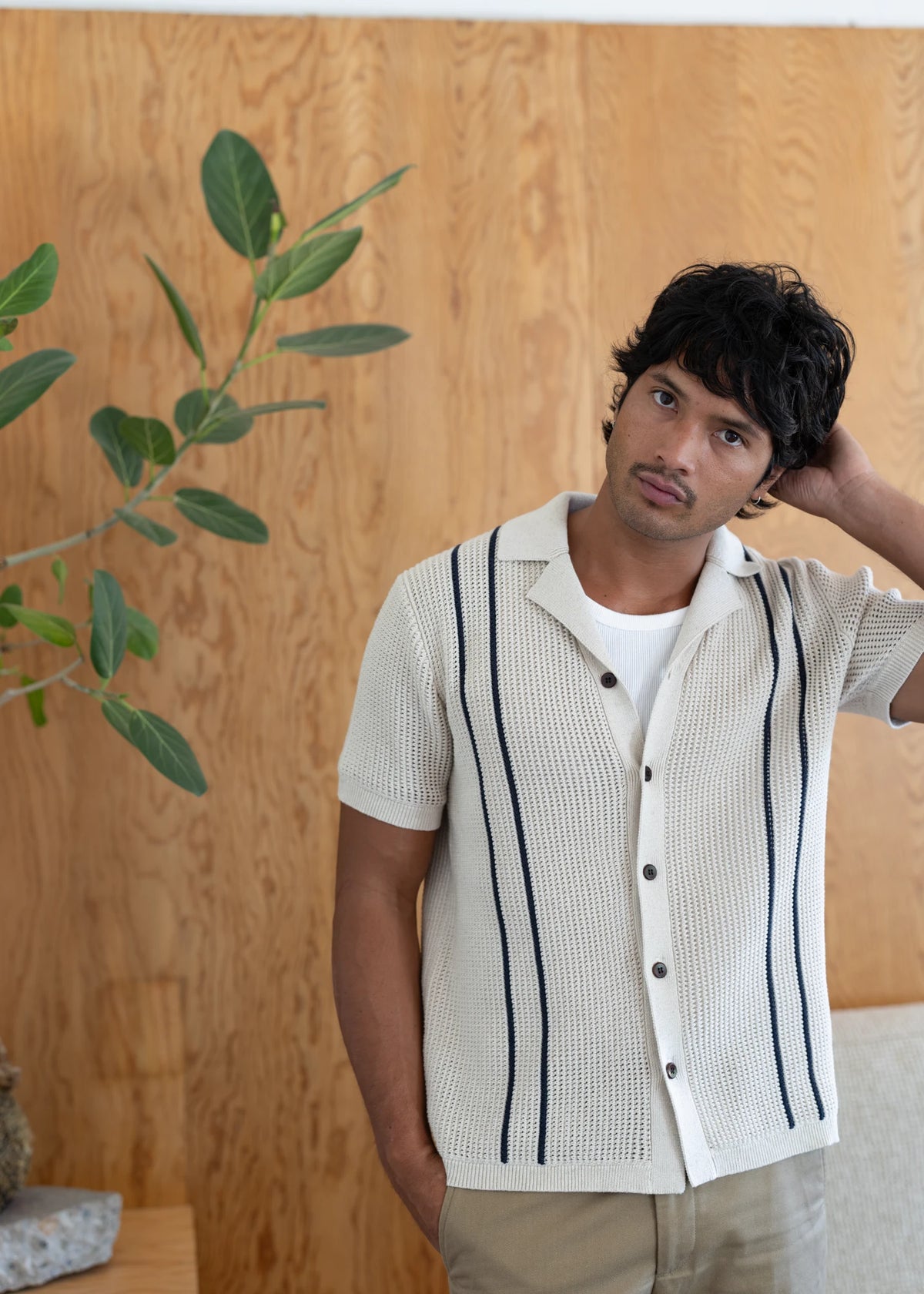 Linen Crochet Cabana Shirt - Natural