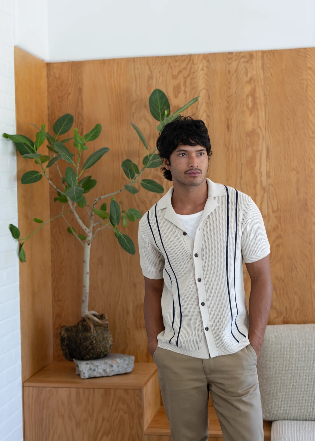 Linen Crochet Cabana Shirt - Natural
