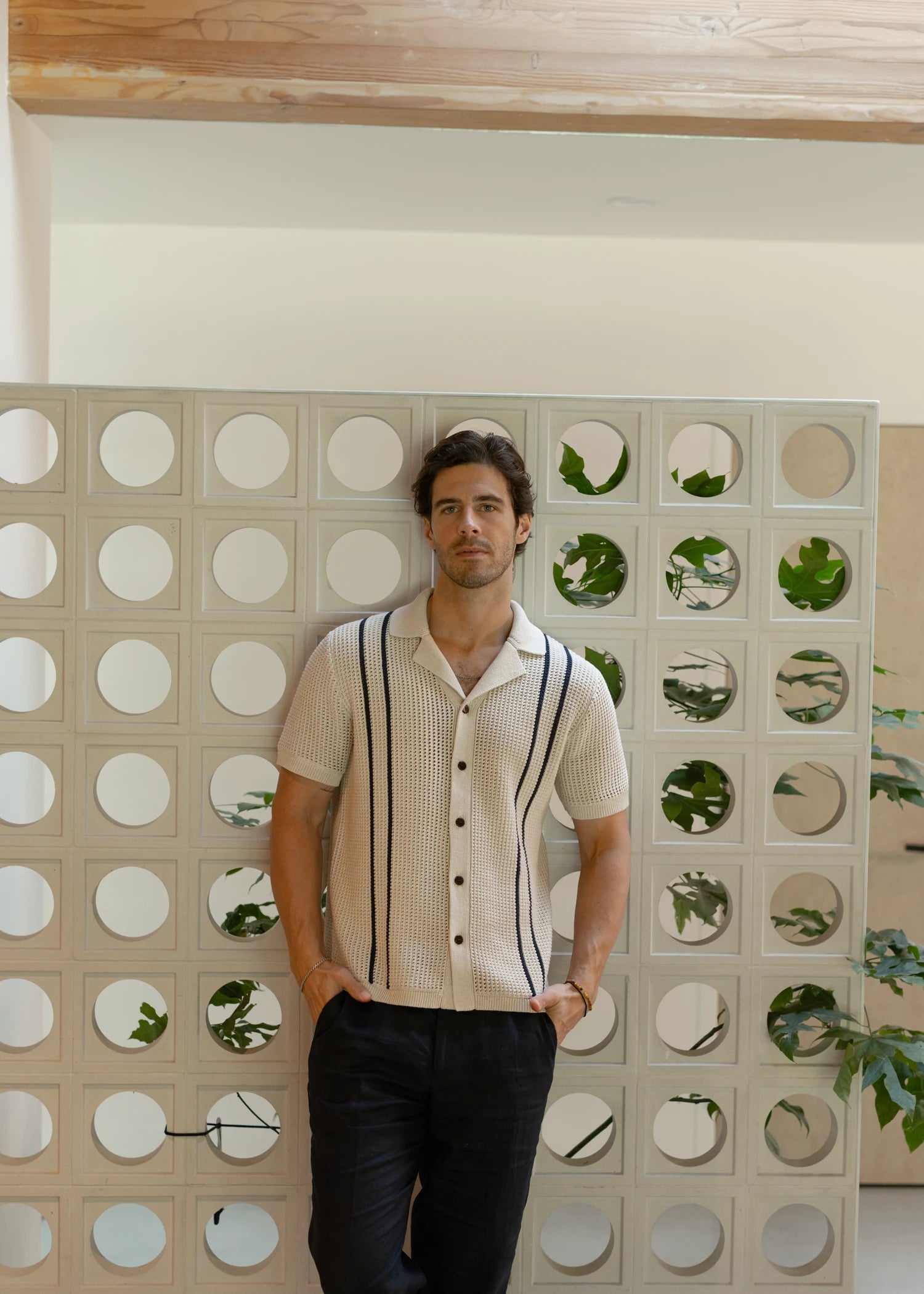 Linen Crochet Cabana Shirt - Natural