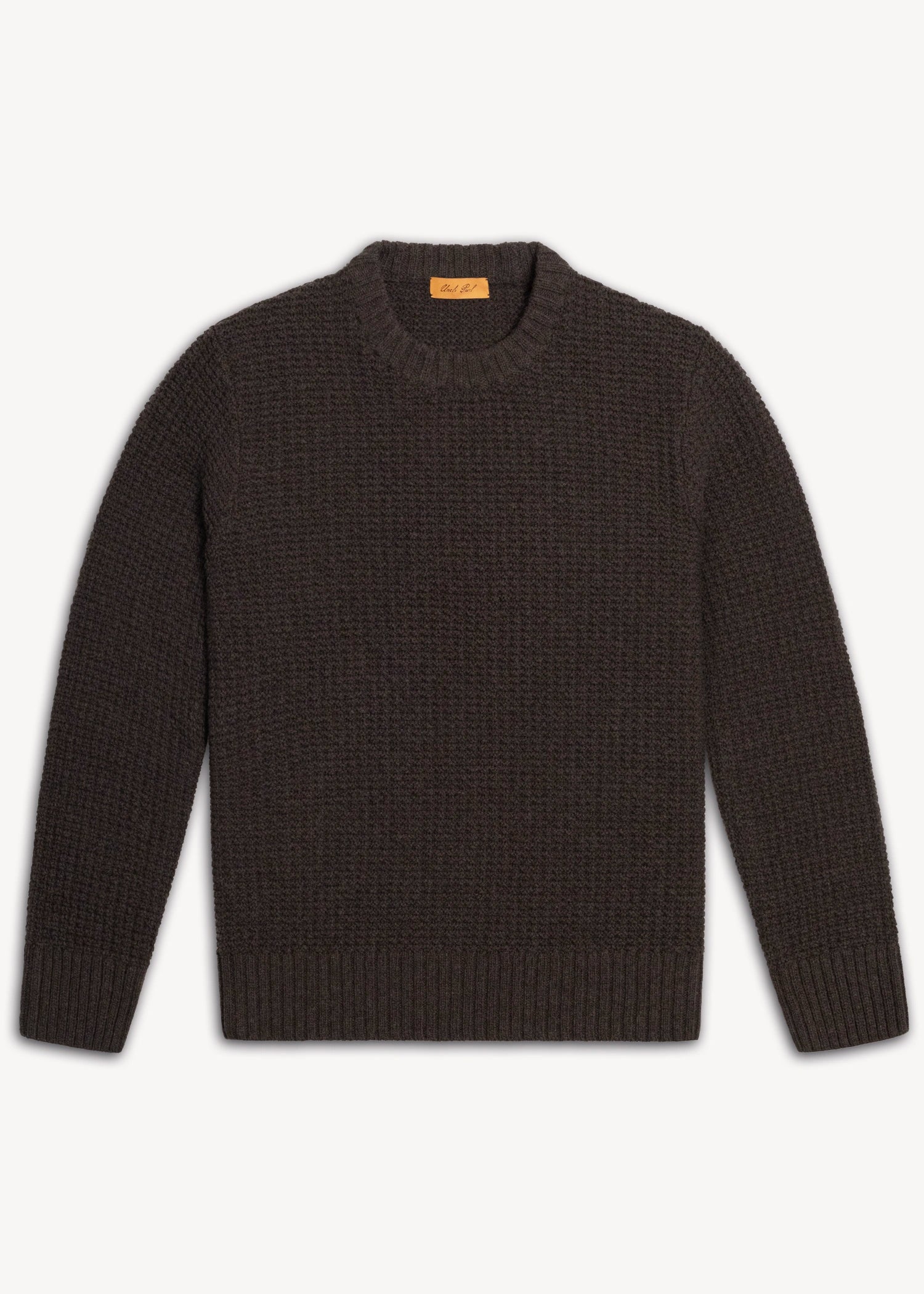Extrafine Merino Waffle Crew - Java Brown