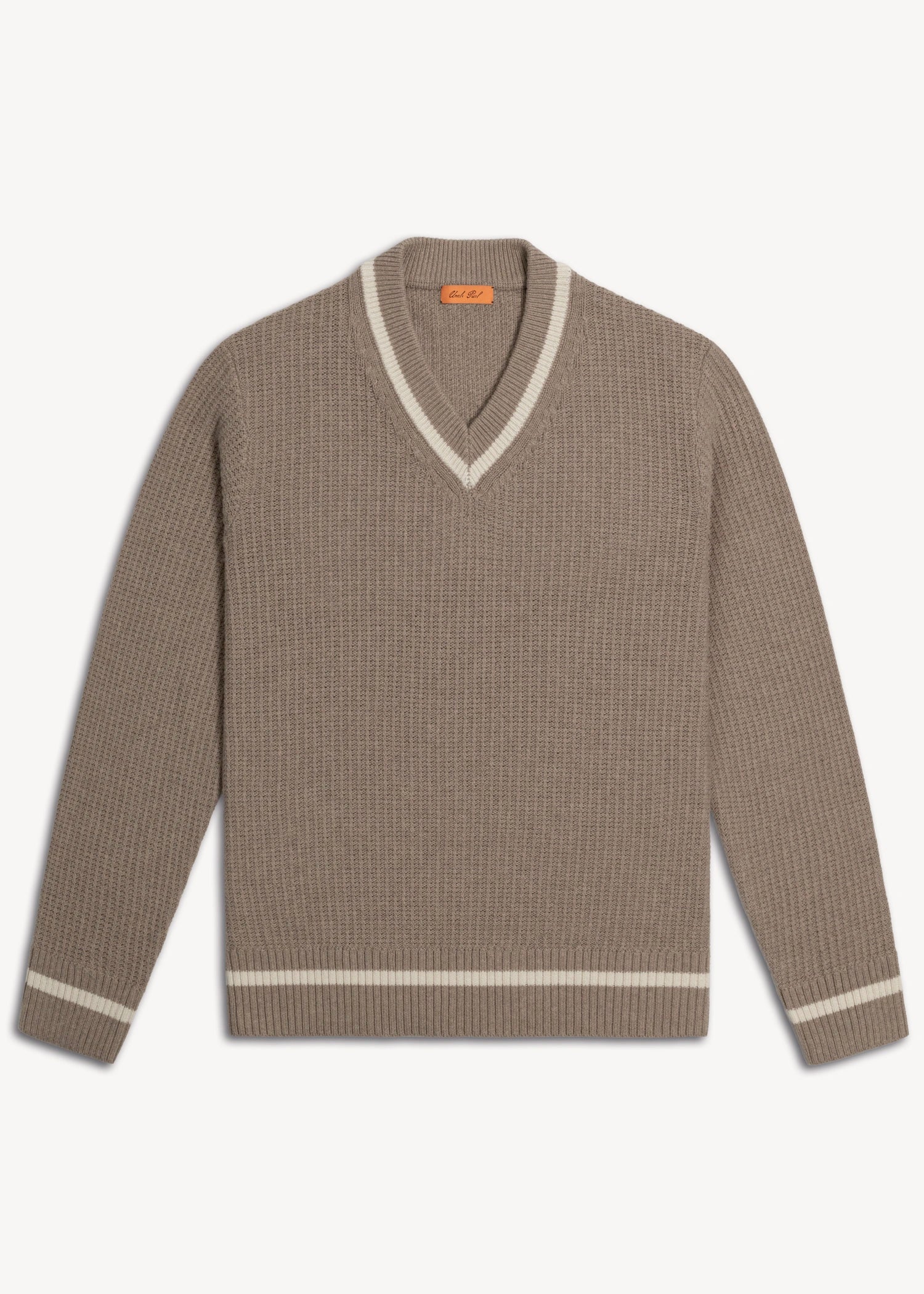 Extrafine Merino Waffle V-Neck - Sand