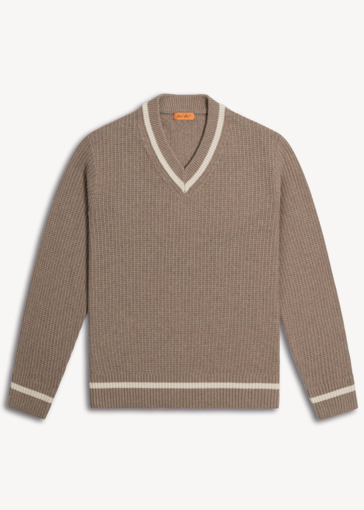 Extrafine Merino Waffle V-Neck - Sand