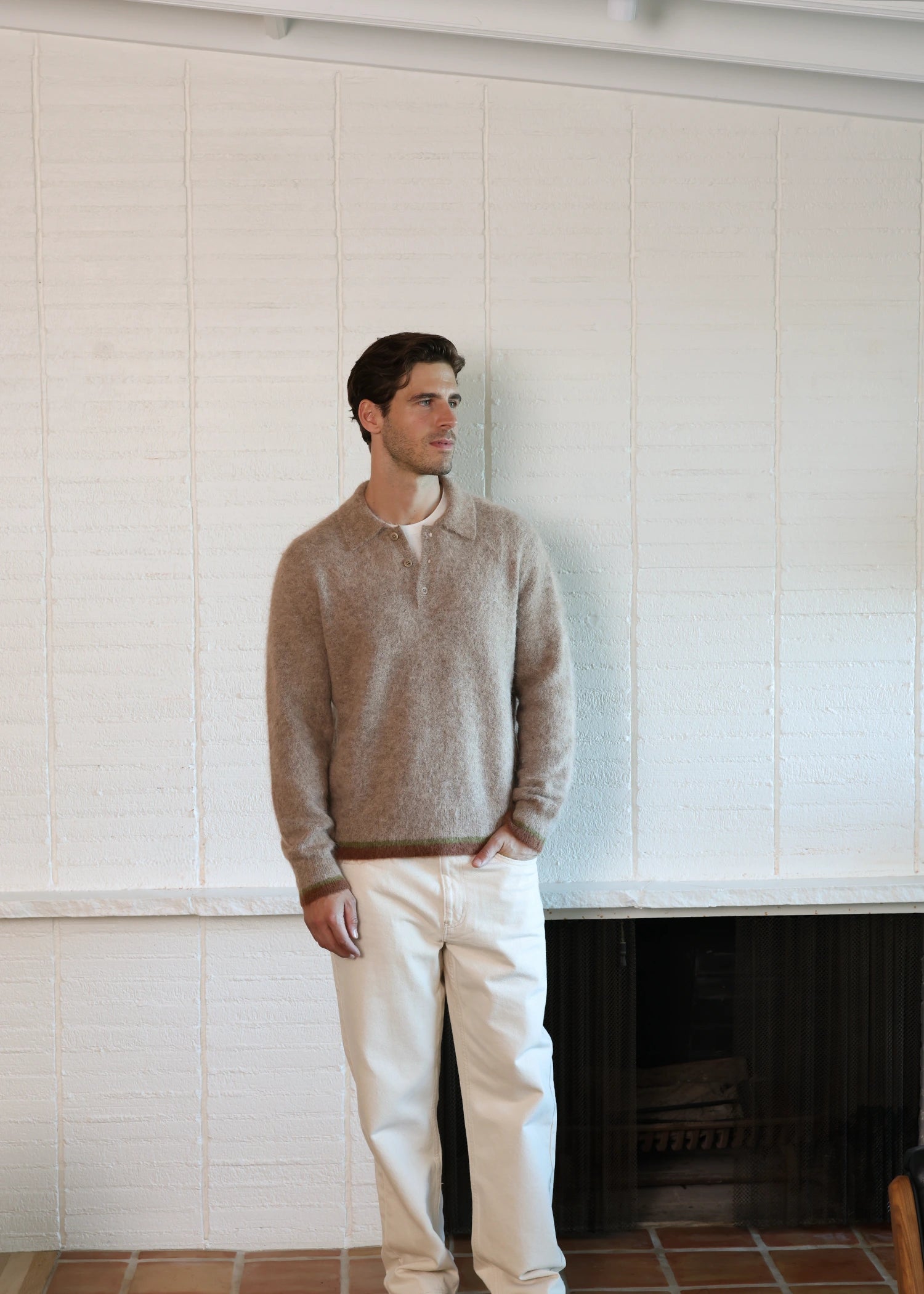 Brushed Alpaca Polo - Oatmeal