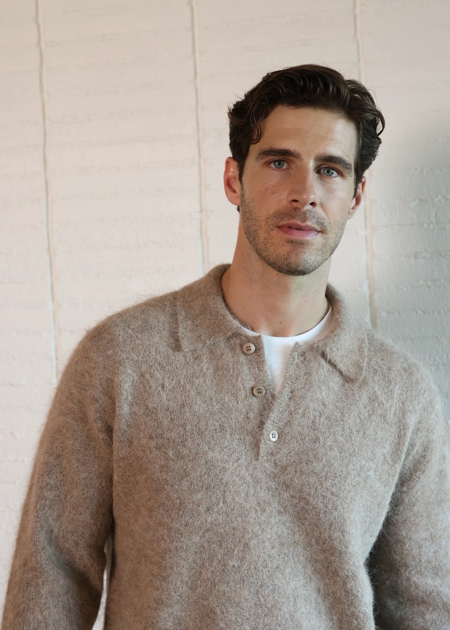 Brushed Alpaca Polo - Oatmeal