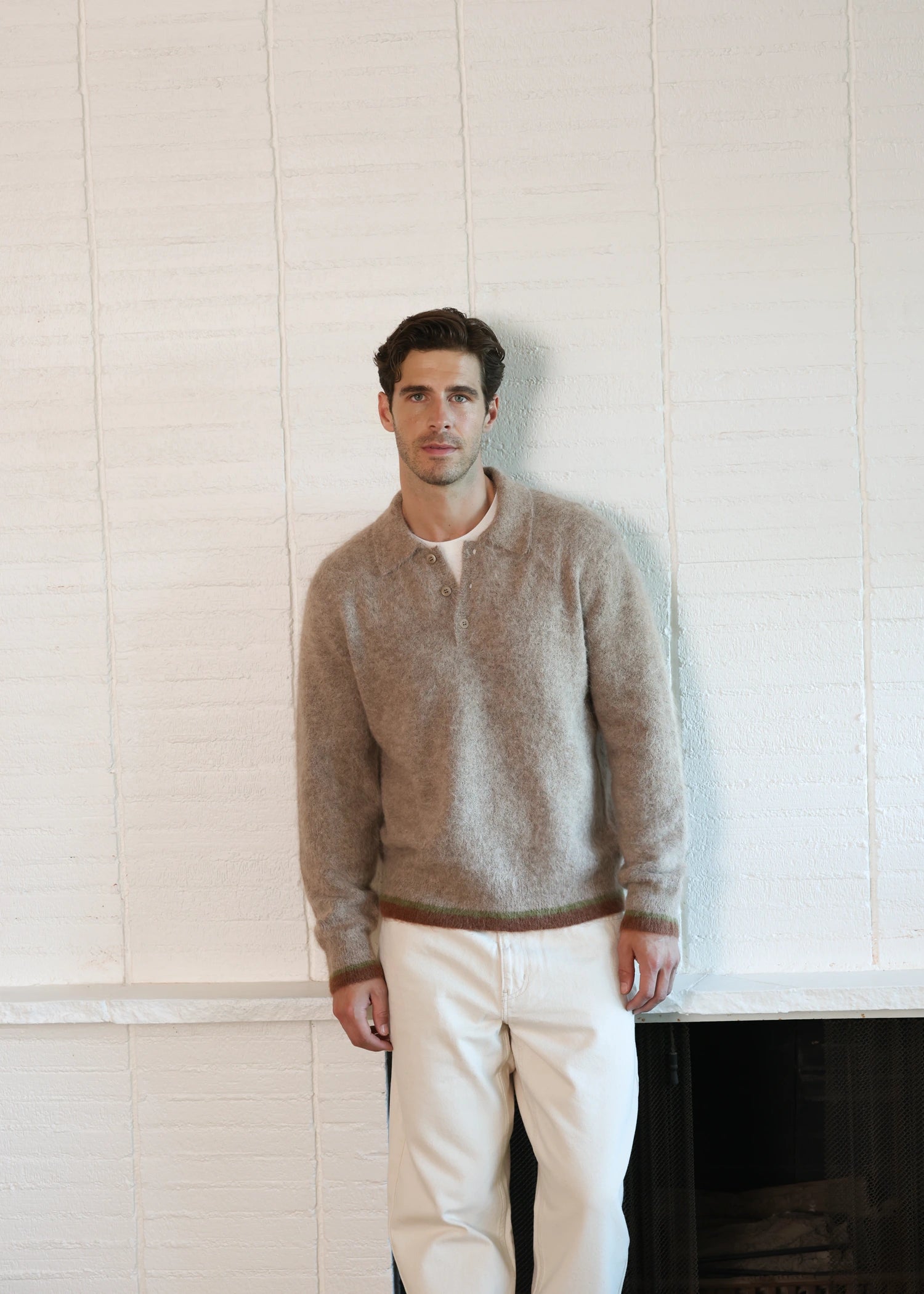 Brushed Alpaca Polo - Oatmeal