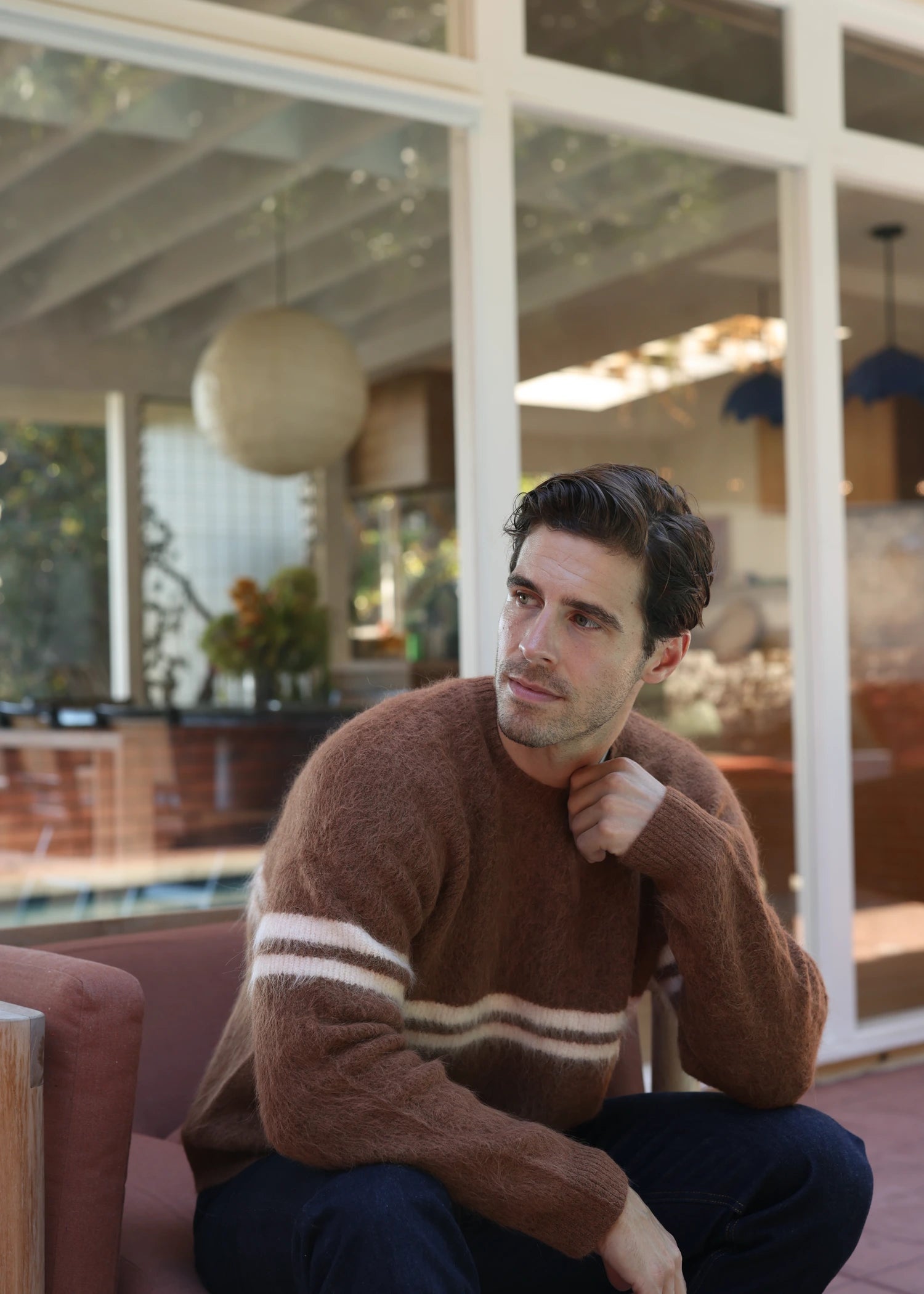 Brushed Alpaca Crew - Rust