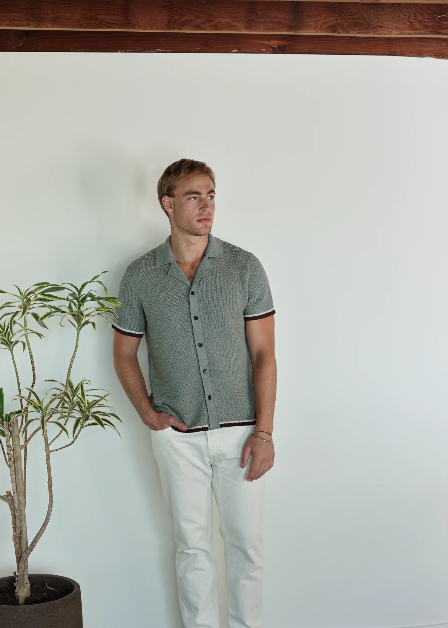 Linen Loop Stitch Shirt - Lagoon Blue